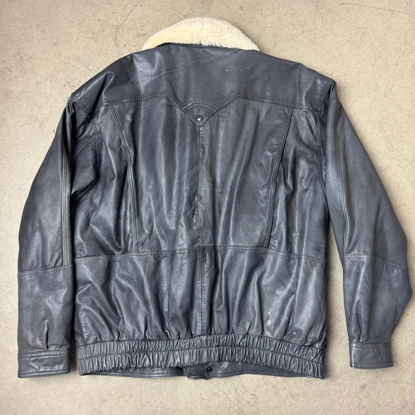 (XXL) Piloten Lederjacke mit Wollkragen