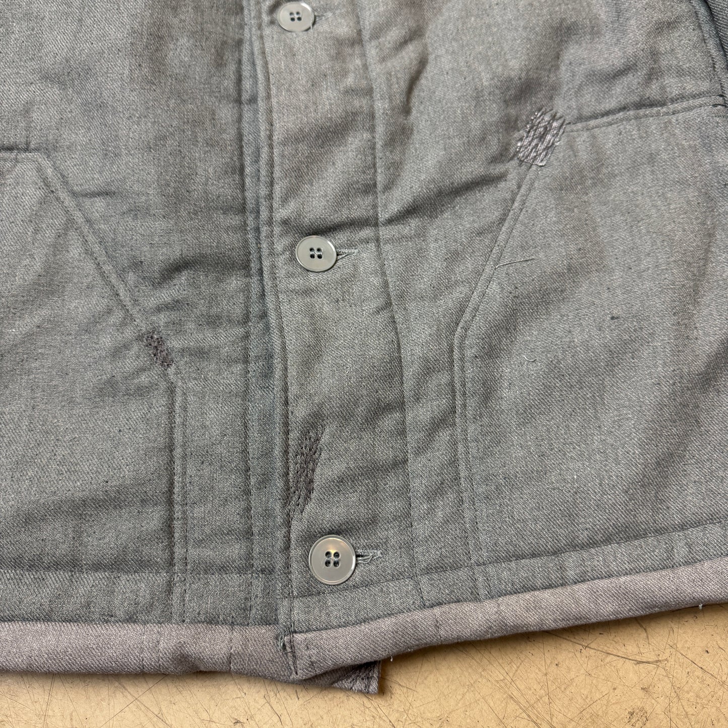 (L) 1980s Padded French Work Jacket Grau