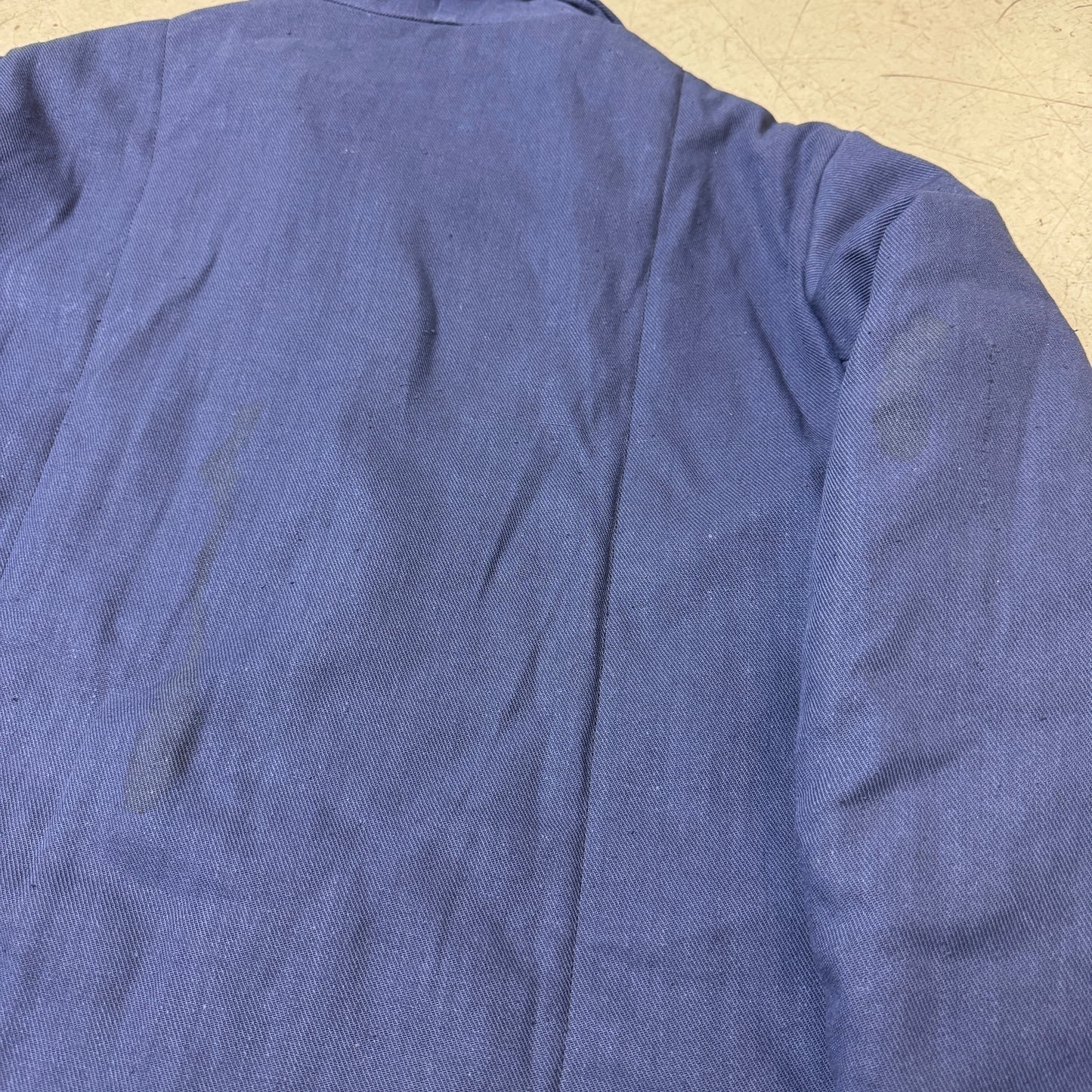 (M-L) 1980s Padded French Work Jacket Faded Blau