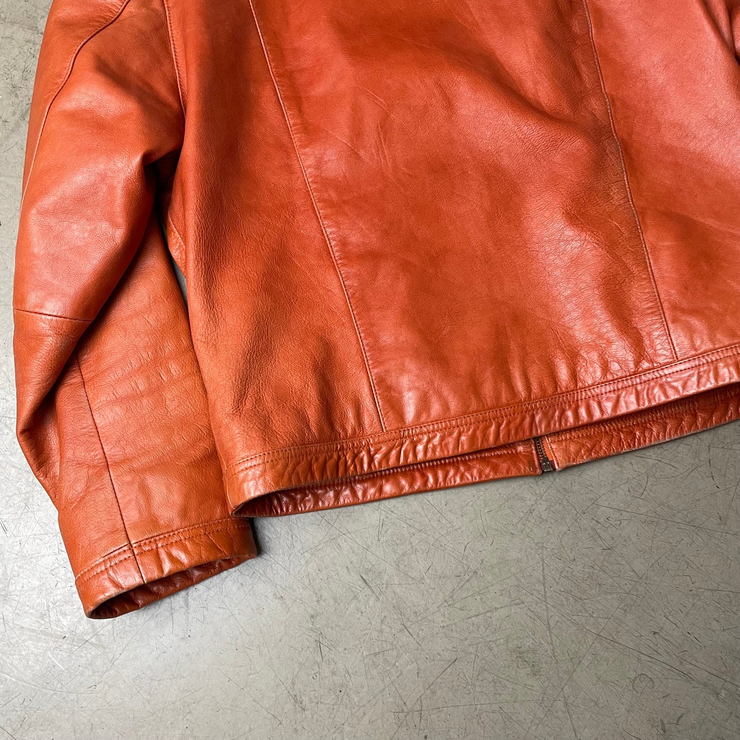 (L) Gipsy Lederjacke Kragen Hüftlang orange
