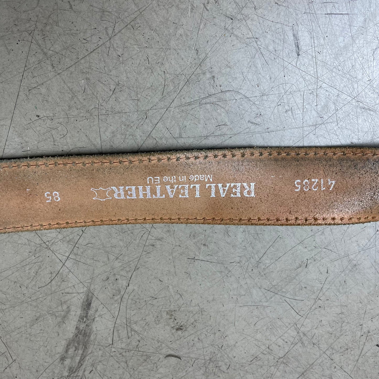 Vintage Cow Hide Kuhfell Ledergürtel beige braun 105cm
