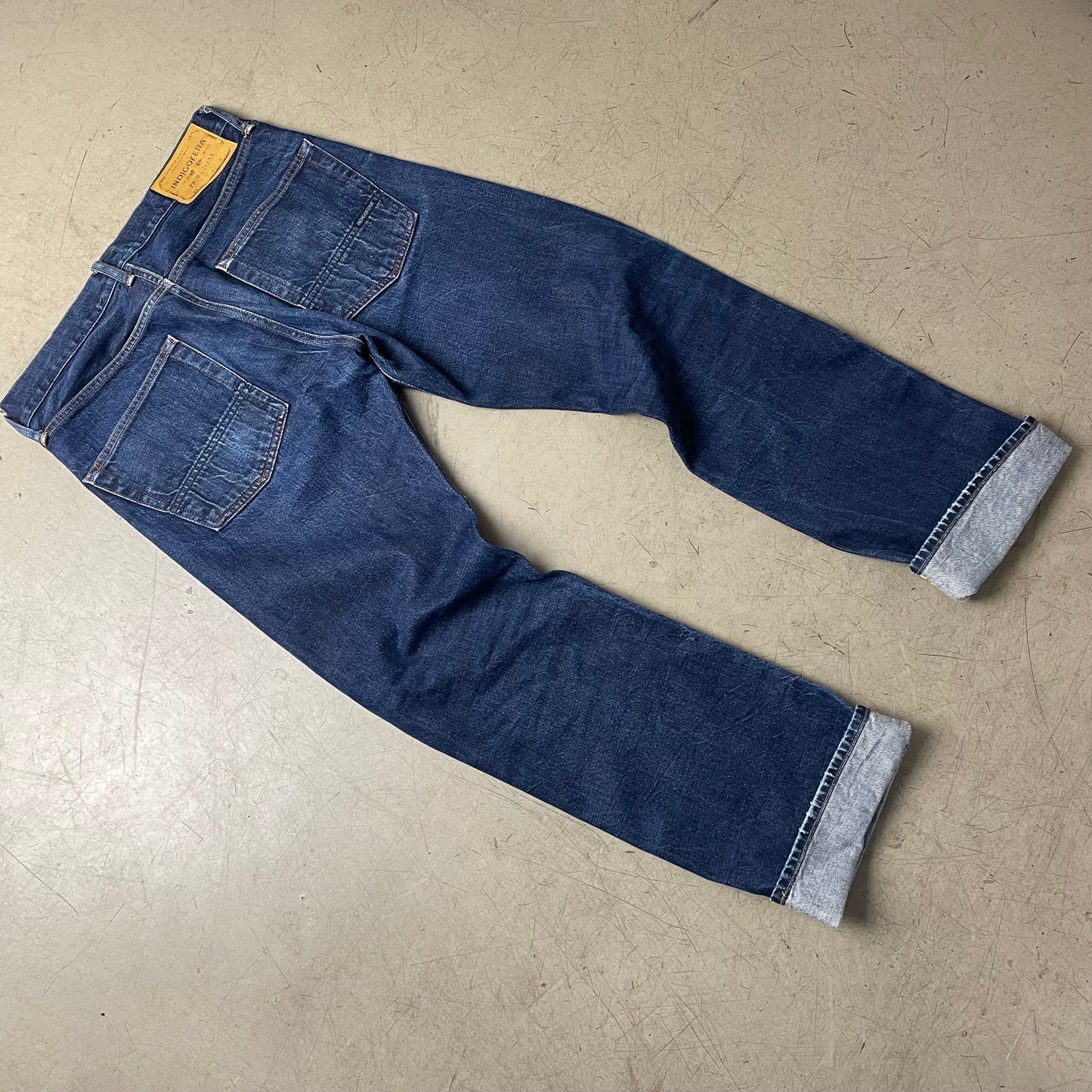 (M-L) Indigofera Clint Selvage Selvedge Denim Jeanshose blau W32/L32