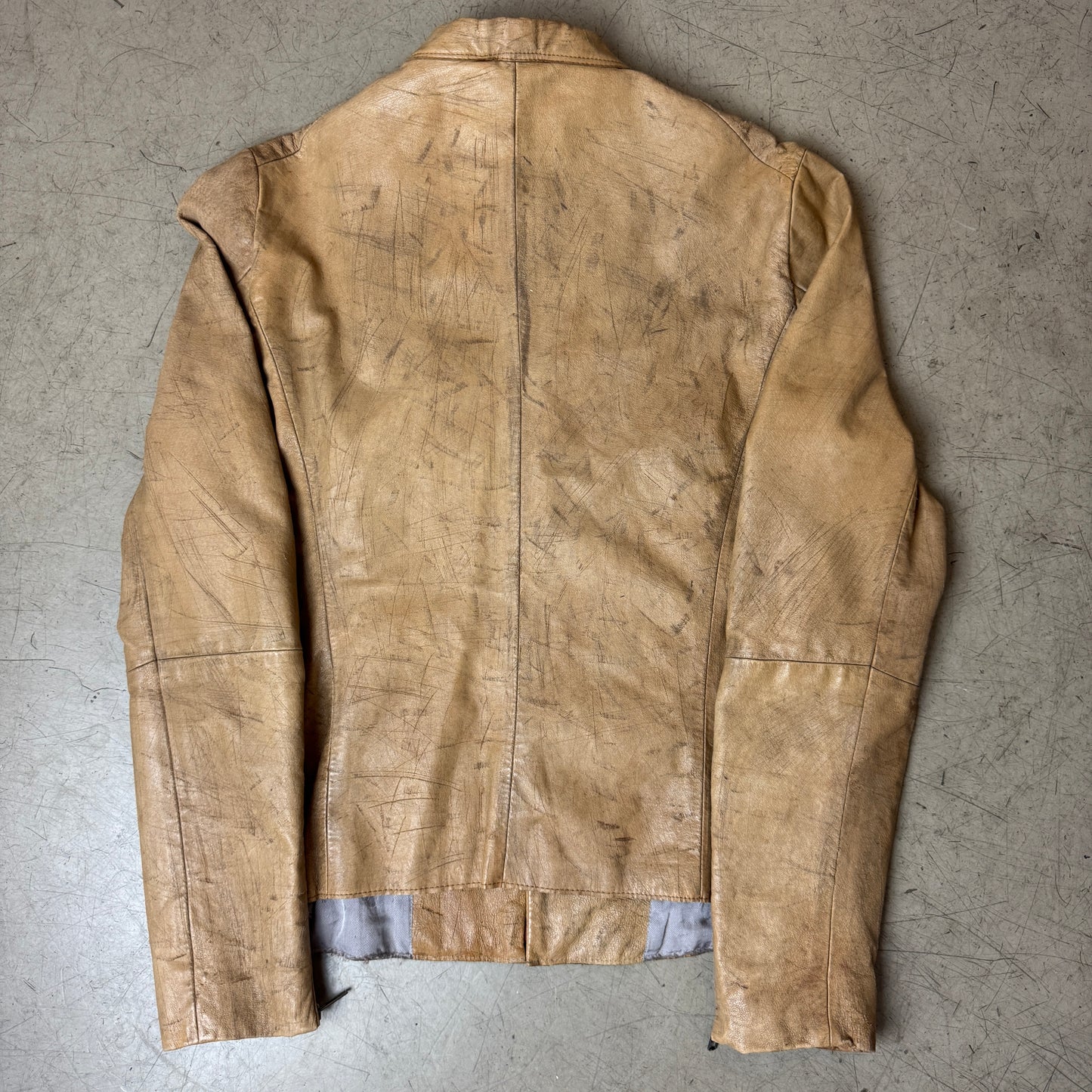(S-M) Diesel Biker Y2K Lederjacke beige EU 46