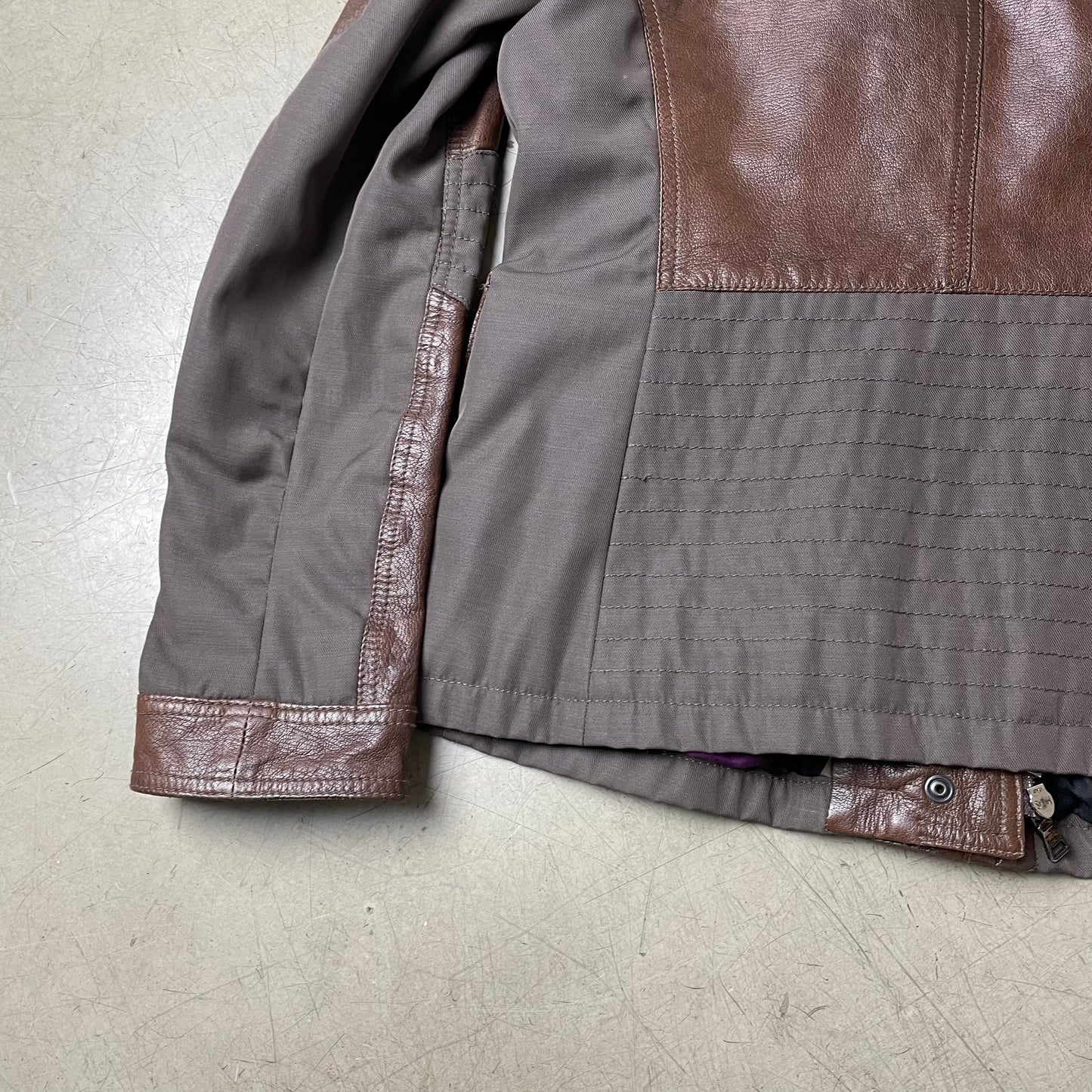 (M-L) Wmn Etro Lederjacke Canvas braun 46
