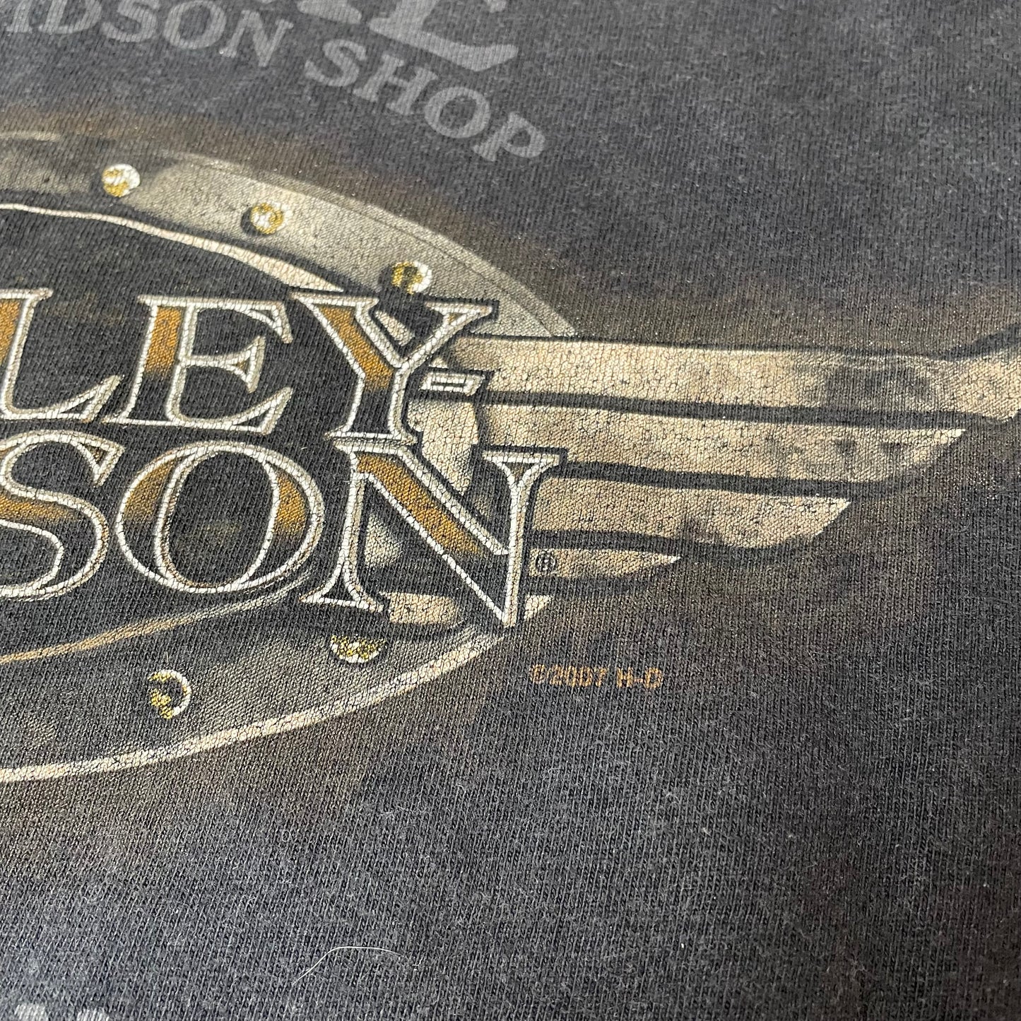 (L) 2007 Harley Davidson Skull Longsleeve black cropped California
