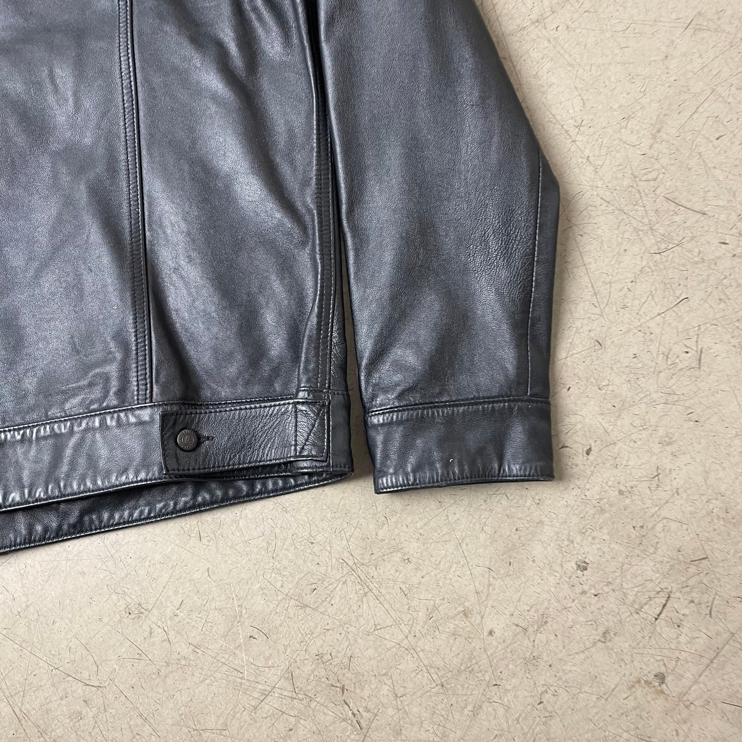 (XL) Herrlicher Manufaktur Nappaleder Trucker Jacke „Andy“ Schwarz