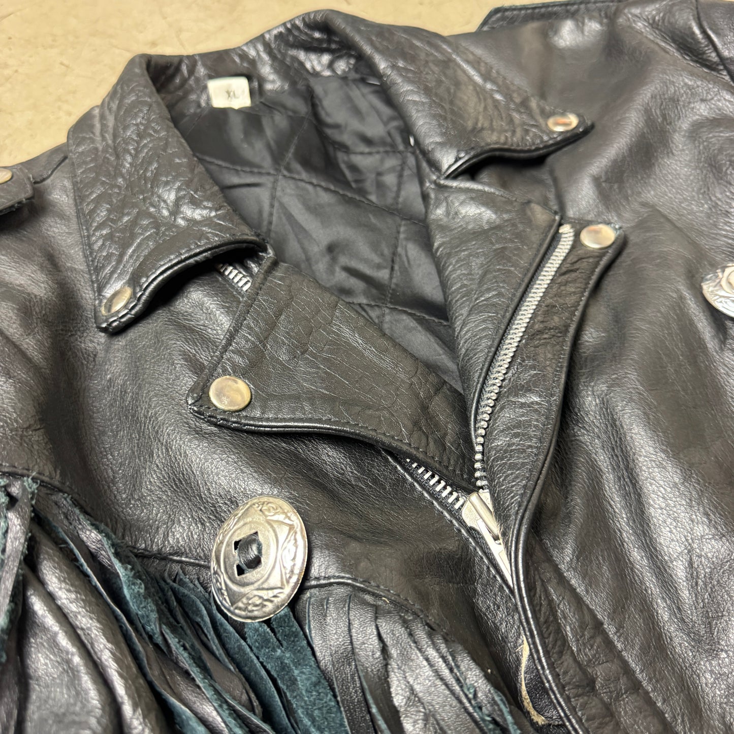 (L-XL) Western Biker Lederjacke schwarz