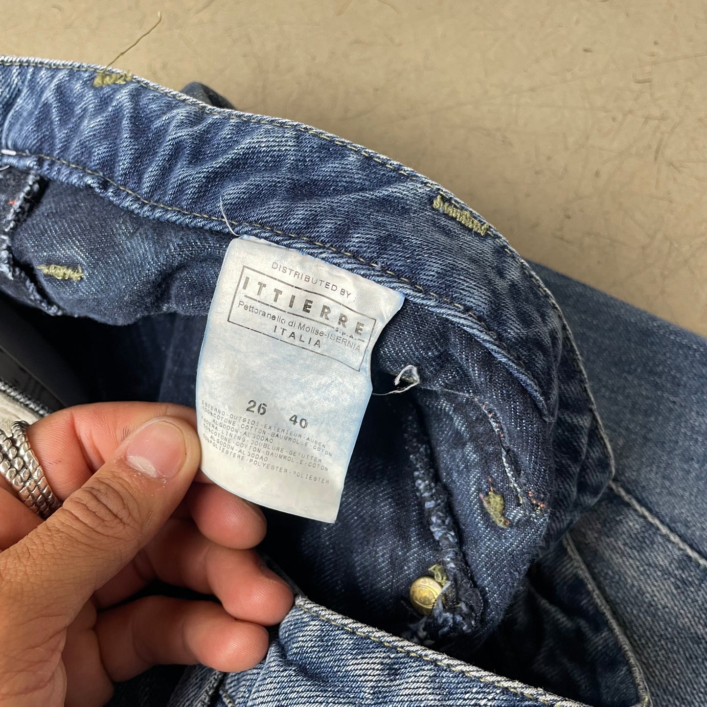 (S-M) 2000s Just Cavalli Low Waist 3/4 Jeanshose blau Cow Hide 26 40