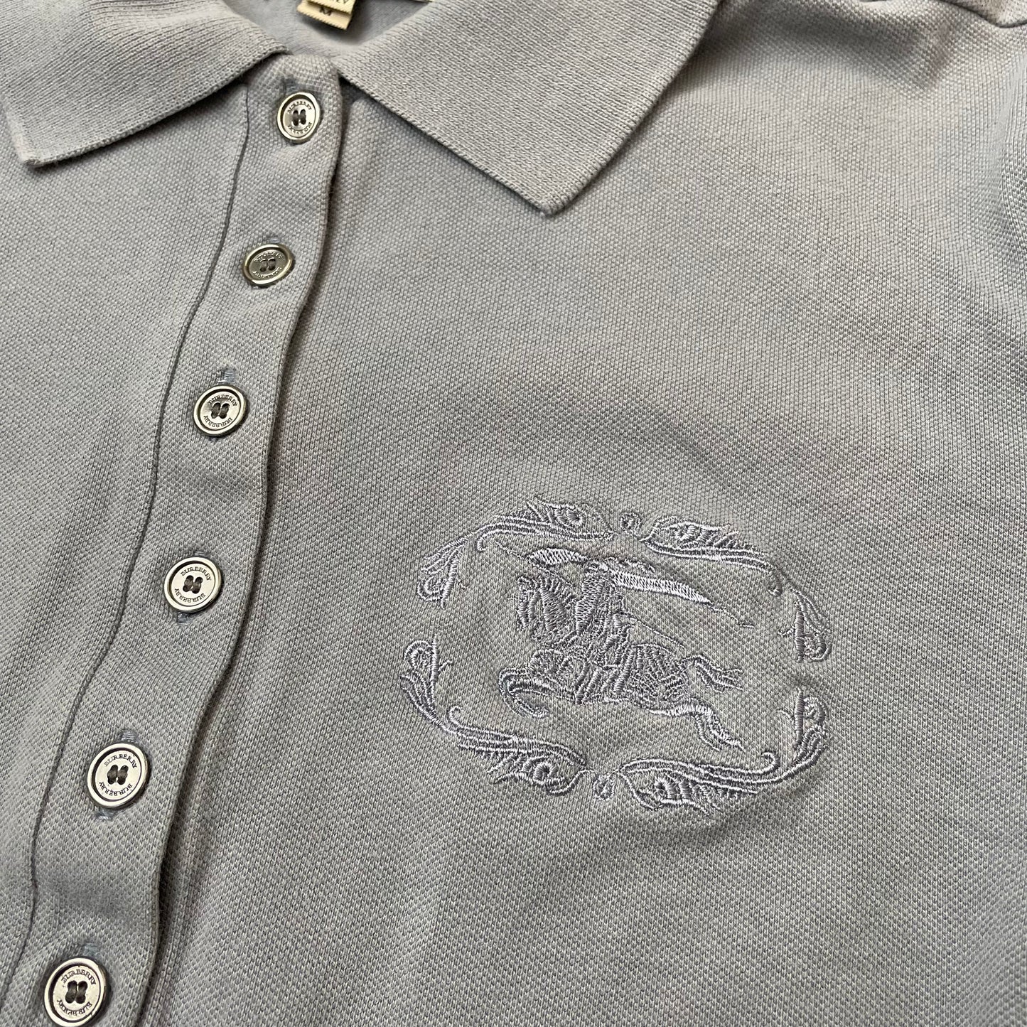 (M) Wmn Burberry Polo T-Shirt hellgrau