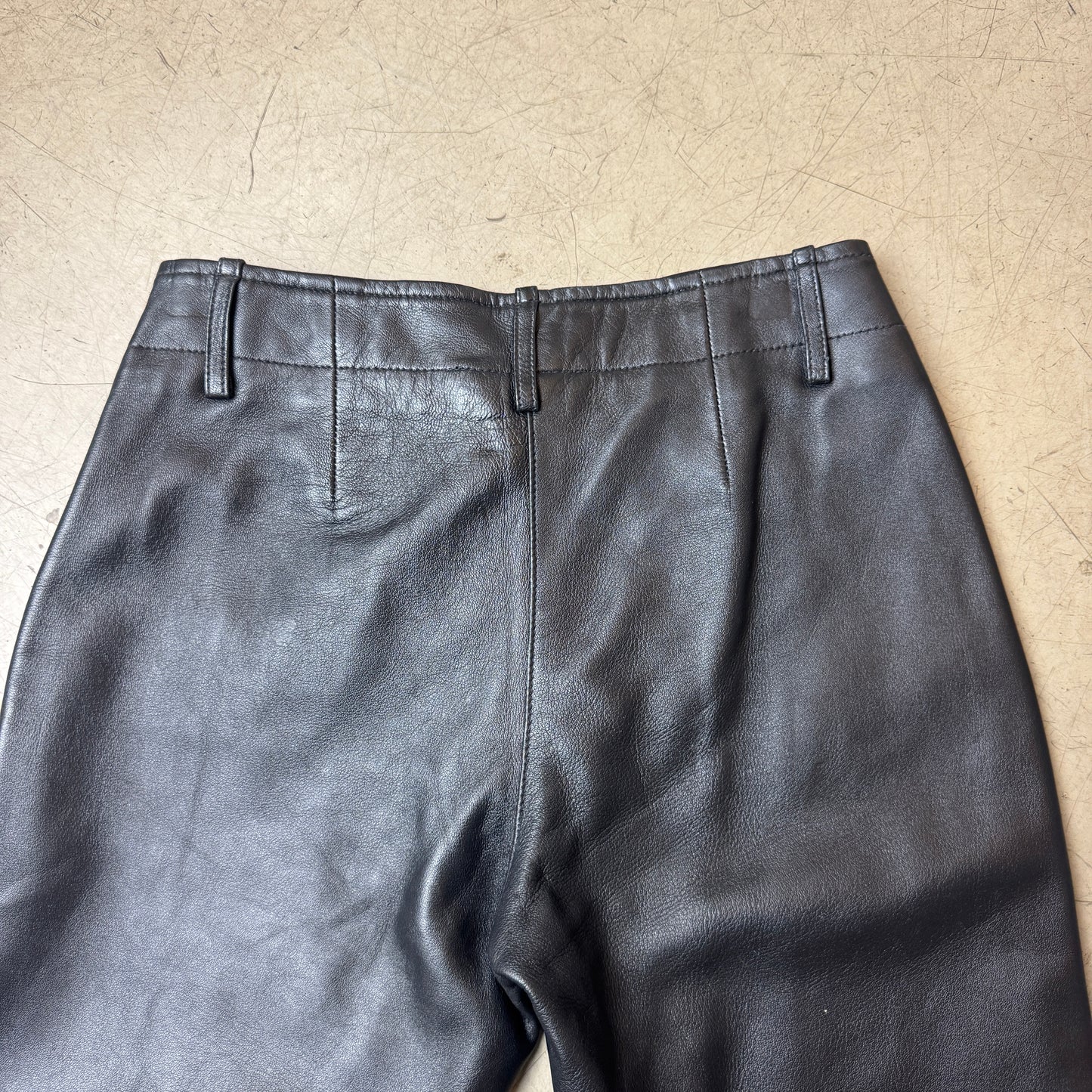 (S) WMN Biker Echtleder Bootcut Pants Schwarz EU 36