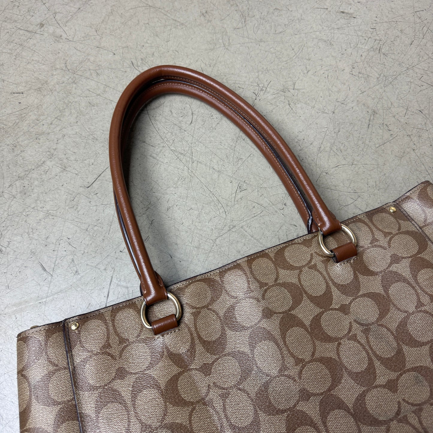 Coach Leder Handtasche Monogramm beige braun