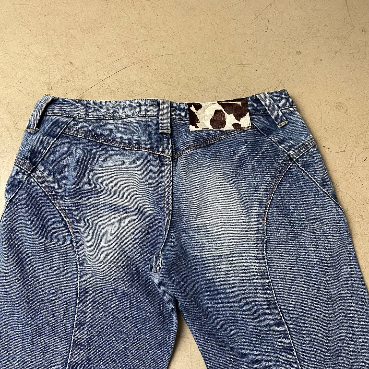 (S-M) 2000s Just Cavalli Low Waist 3/4 Jeanshose blau Cow Hide 26 40