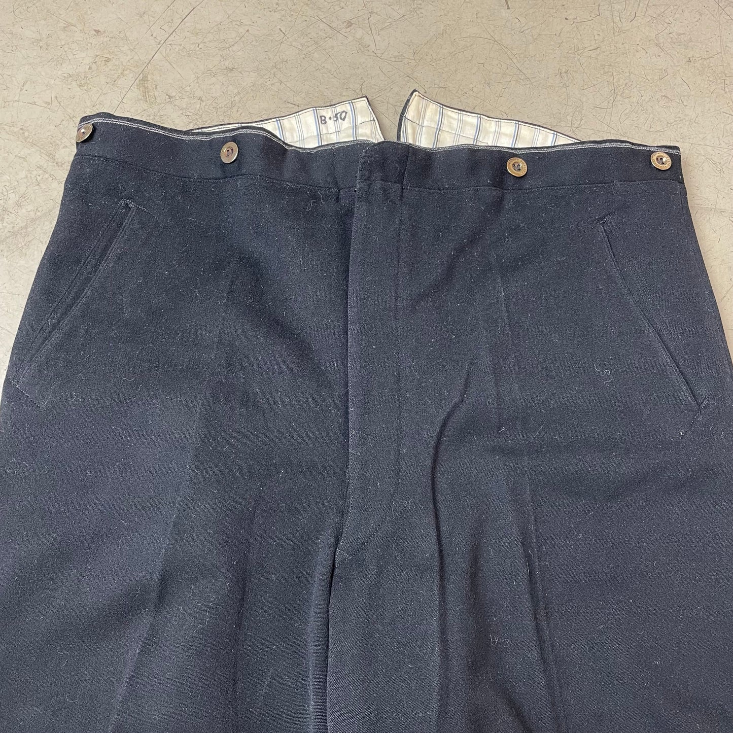 (XL) Vintage 1950s Work Pants European Workwear Stoffhose black Gr.50