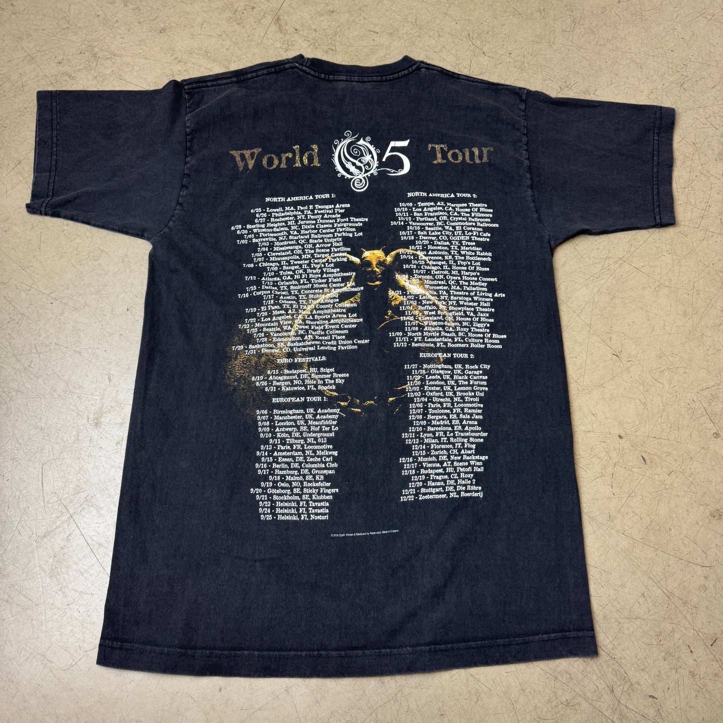 (M) 2005 Opeth Band World Tour Tshirt Faded Black