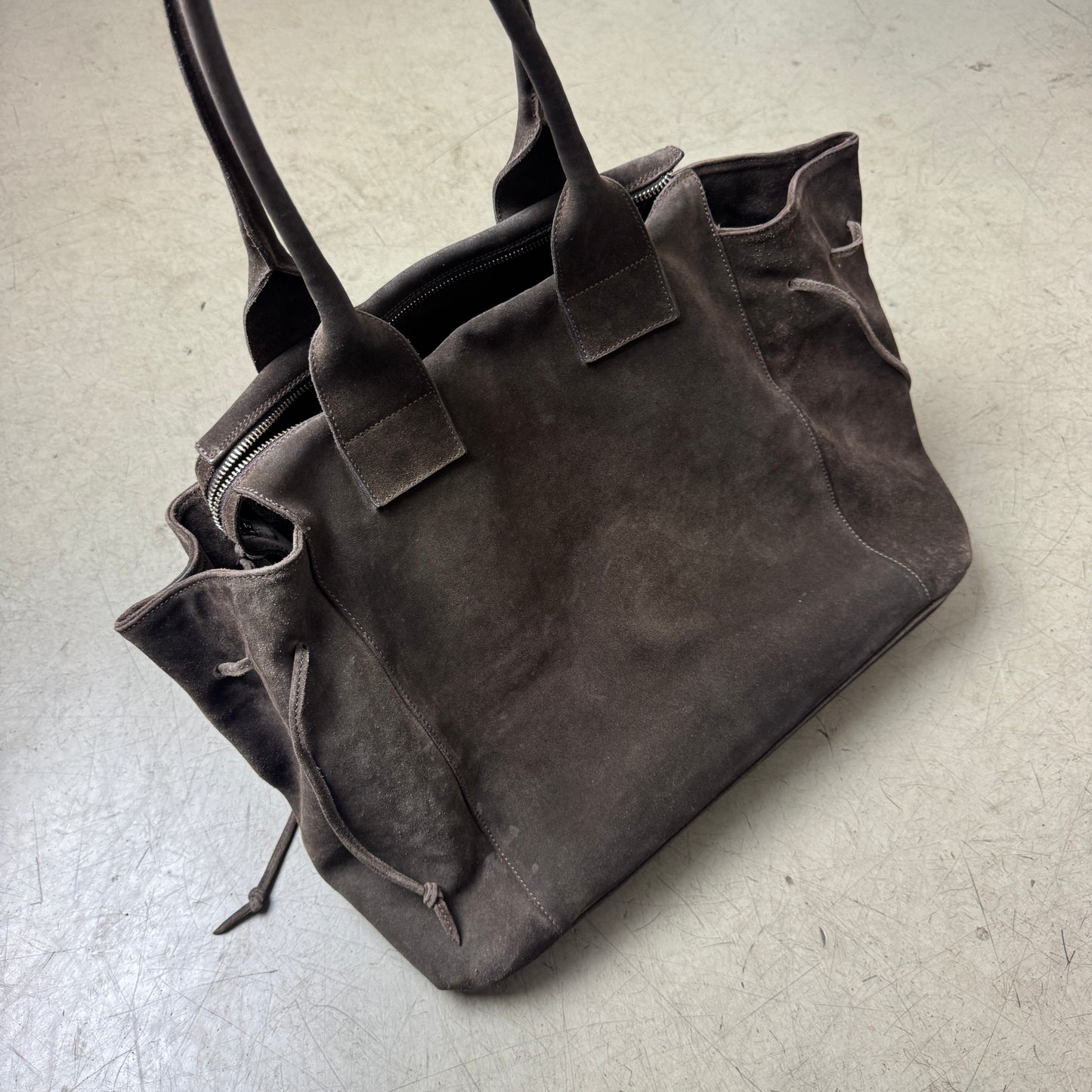 Unützer Leder Bag Handtasche dunkelbraun Wildleder Handmade in Italy