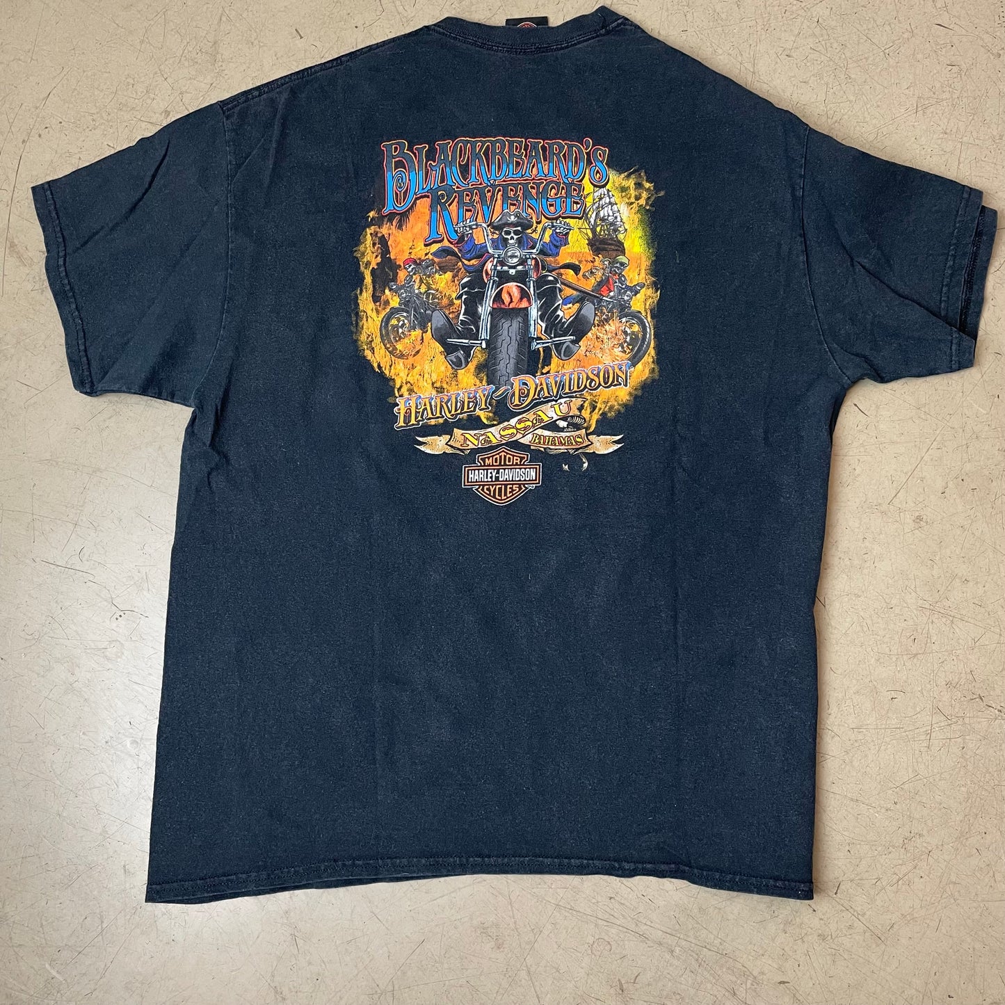 (XL) Harley Davidson Biker Pirate Nassau Bahamas Tshirt schwarz