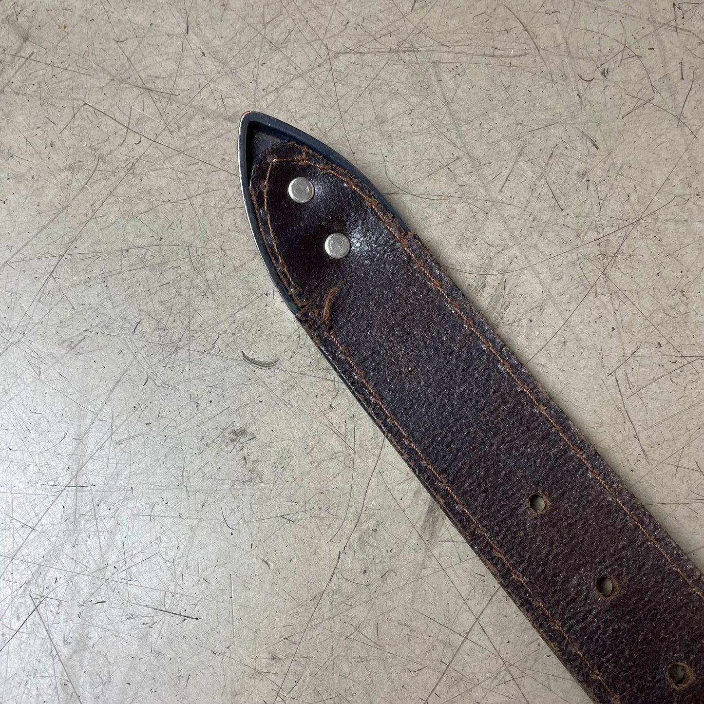 Vintage Western Ledergürtel dunkelbraun Brass Schnalle 108cm
