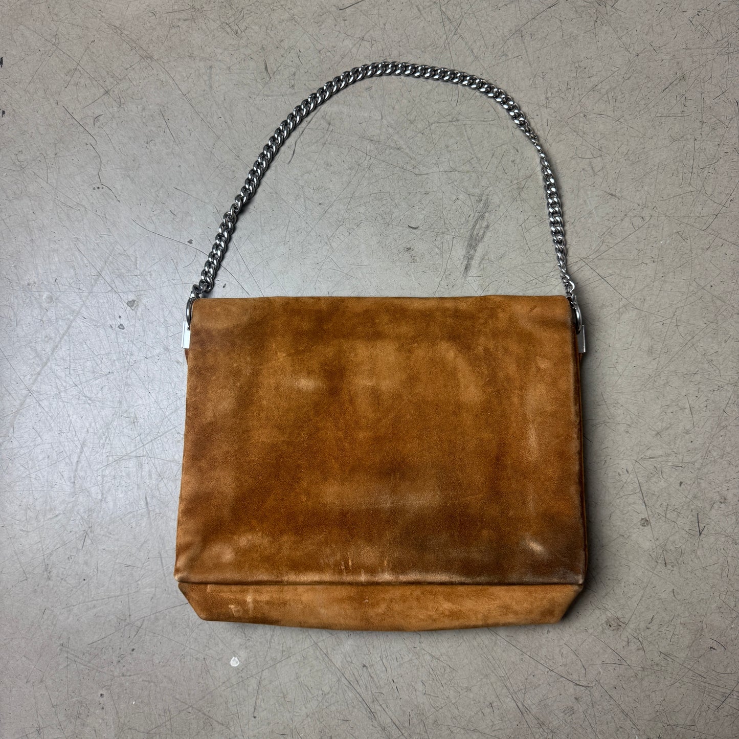 Céline Wildleder Leder Handtasche Clutch Bag Silber braun