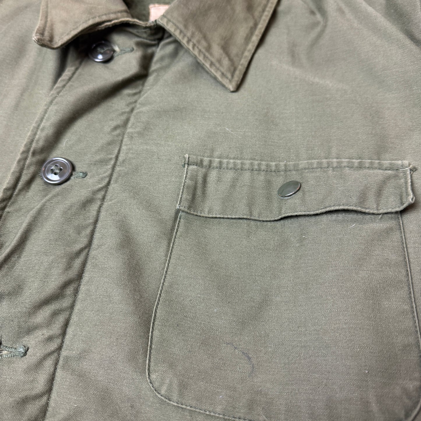 (S-M) Vintage Cropped Padded Army Jacket Olivgrün