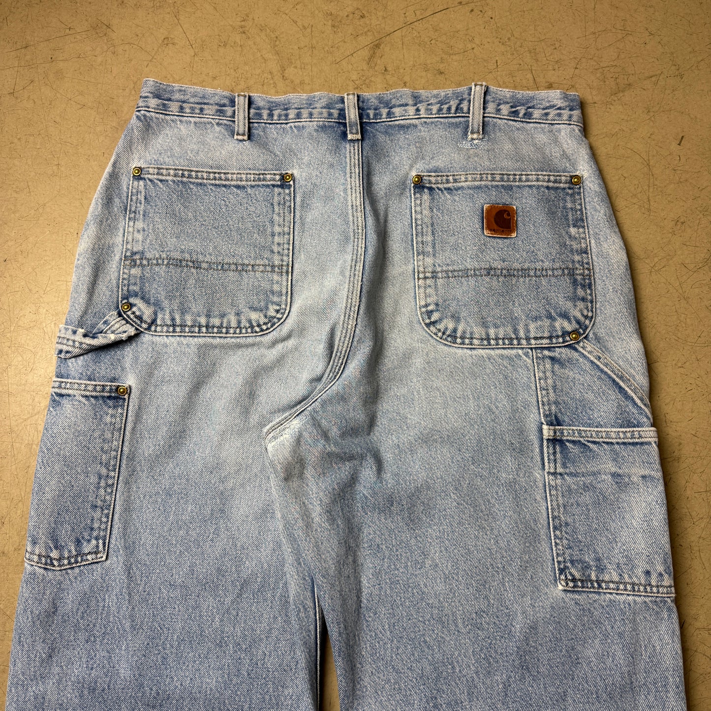 (XL) Carhartt Double Knee Carpenter Workwear Denim Pants Hellblau W36/L32