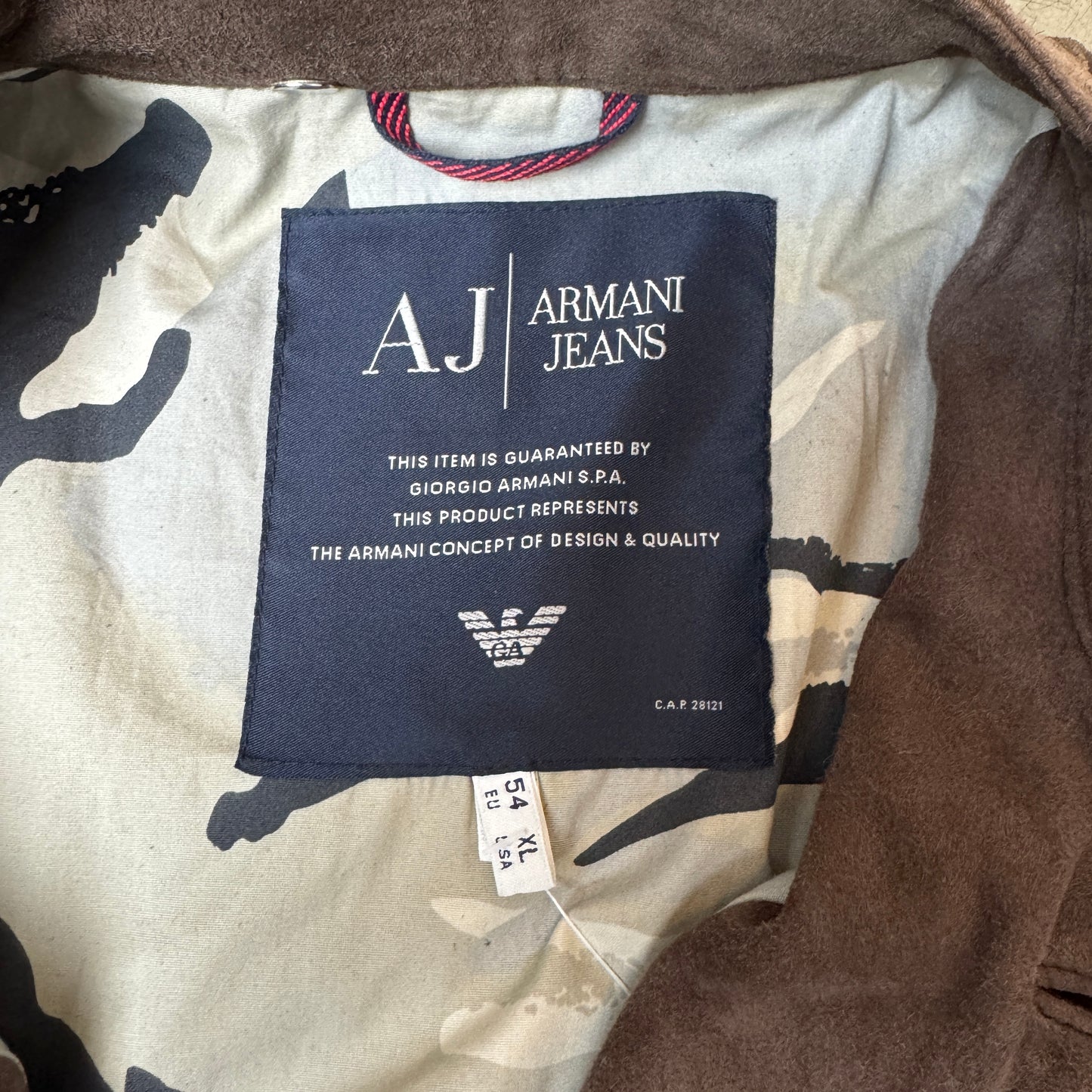 (L) Armani Jeans Wildleder Jacke hüftlang dunkelbraun