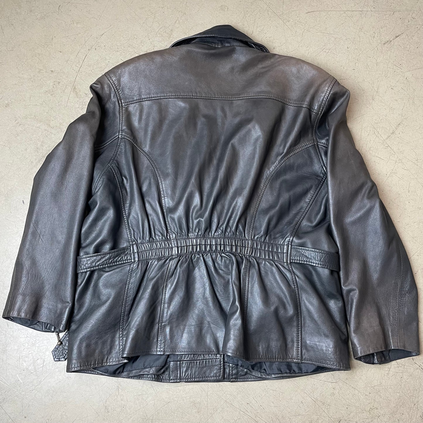 (L) Leder Biker Jacke faded schwarz