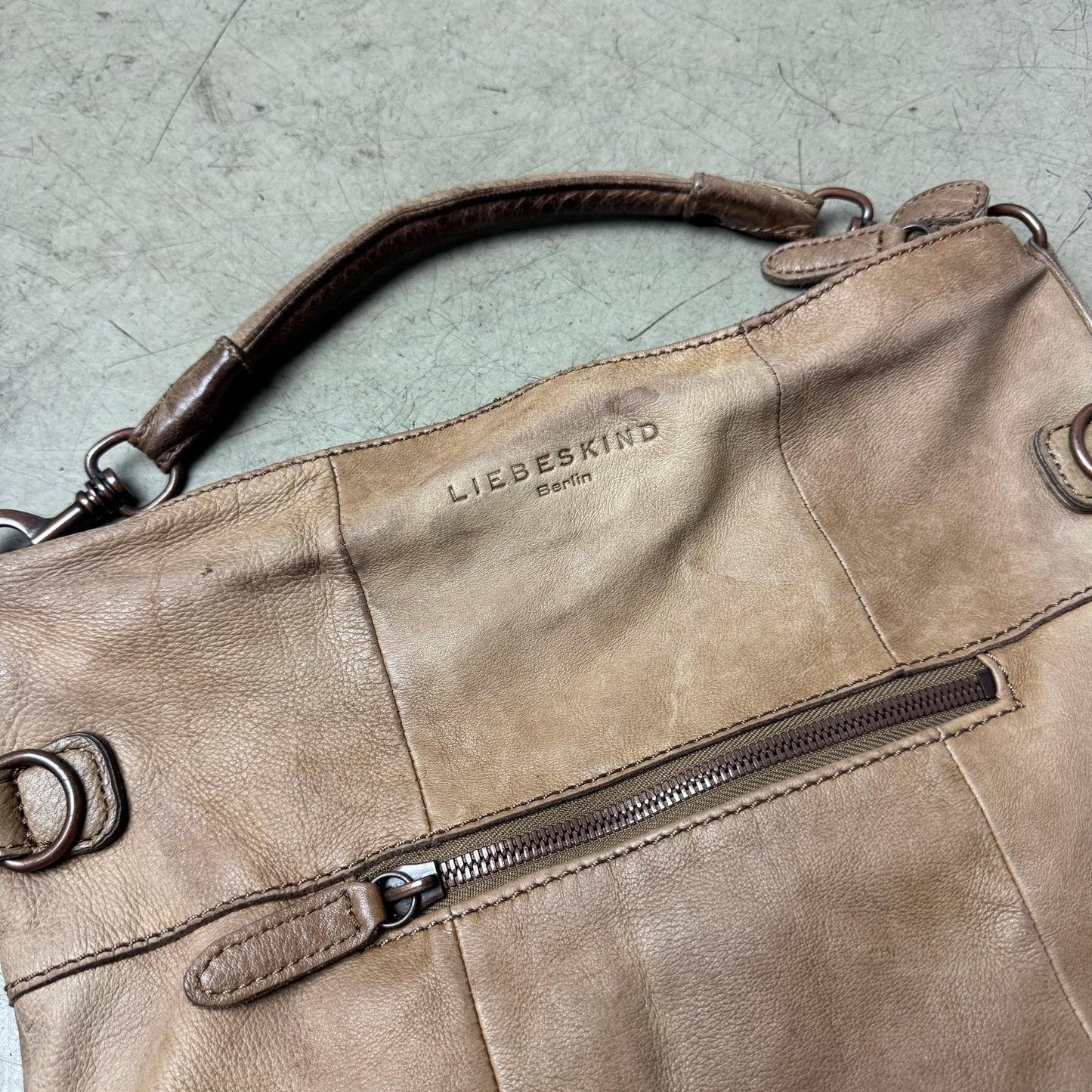 Liebeskind Berlin Faded Leder Tote Bag groß beige braun