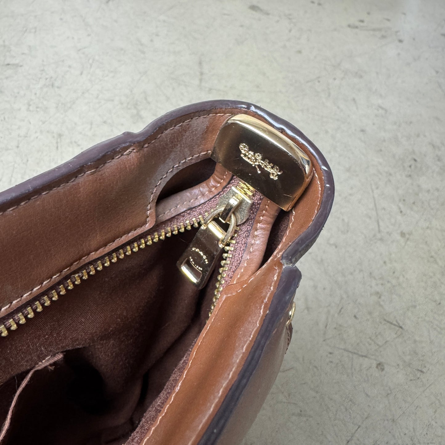 Coach Leder Handtasche Monogramm beige braun