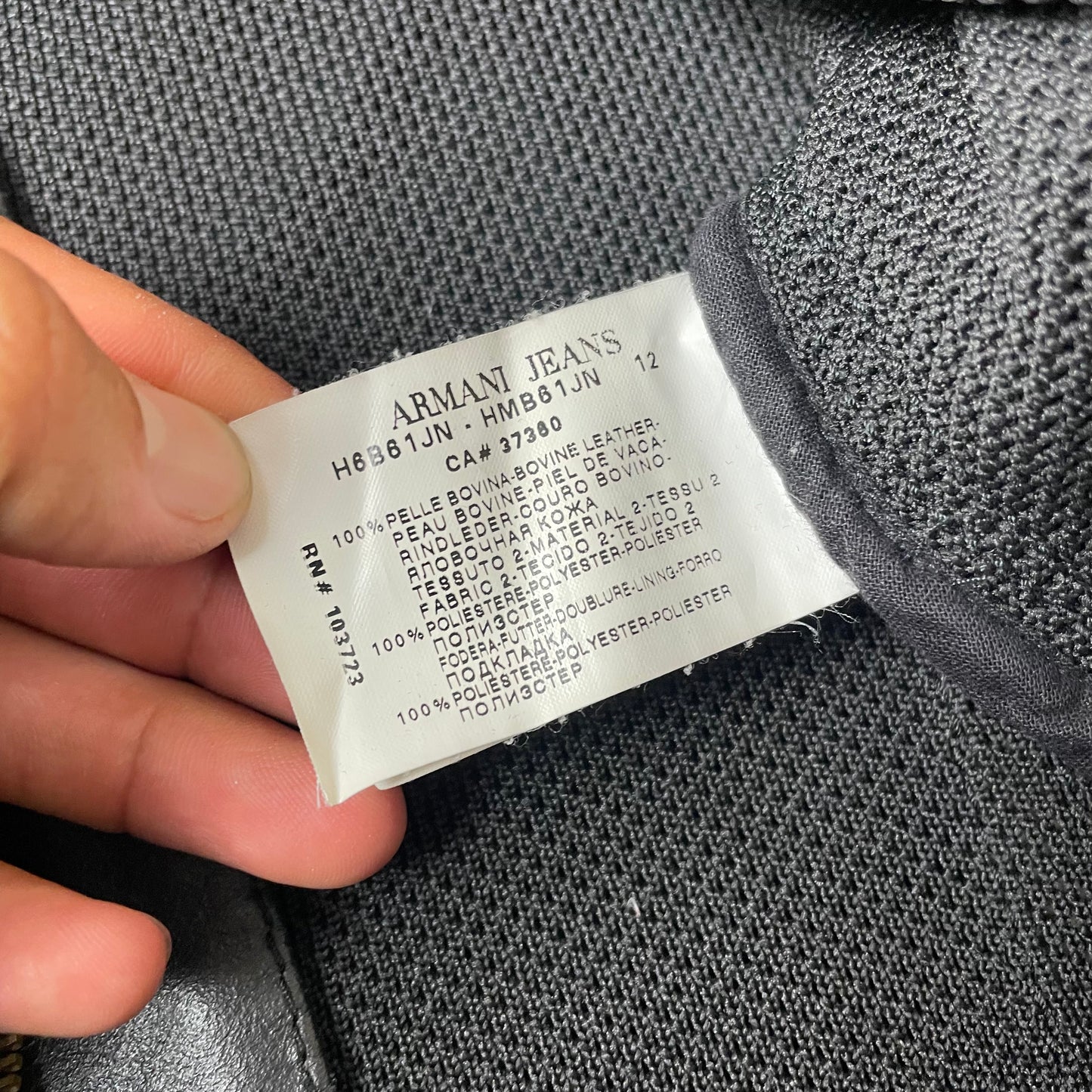 (L) Armani Jeans Biker Racing Lederjacke schwarz