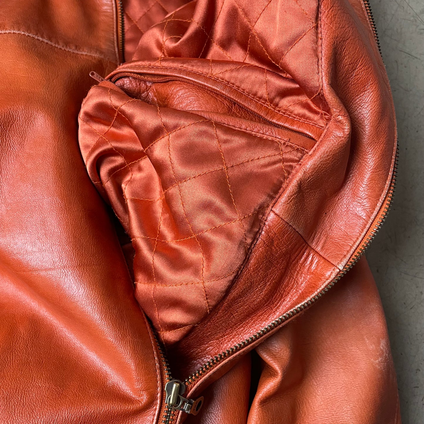 (L) Gipsy Lederjacke Kragen Hüftlang orange