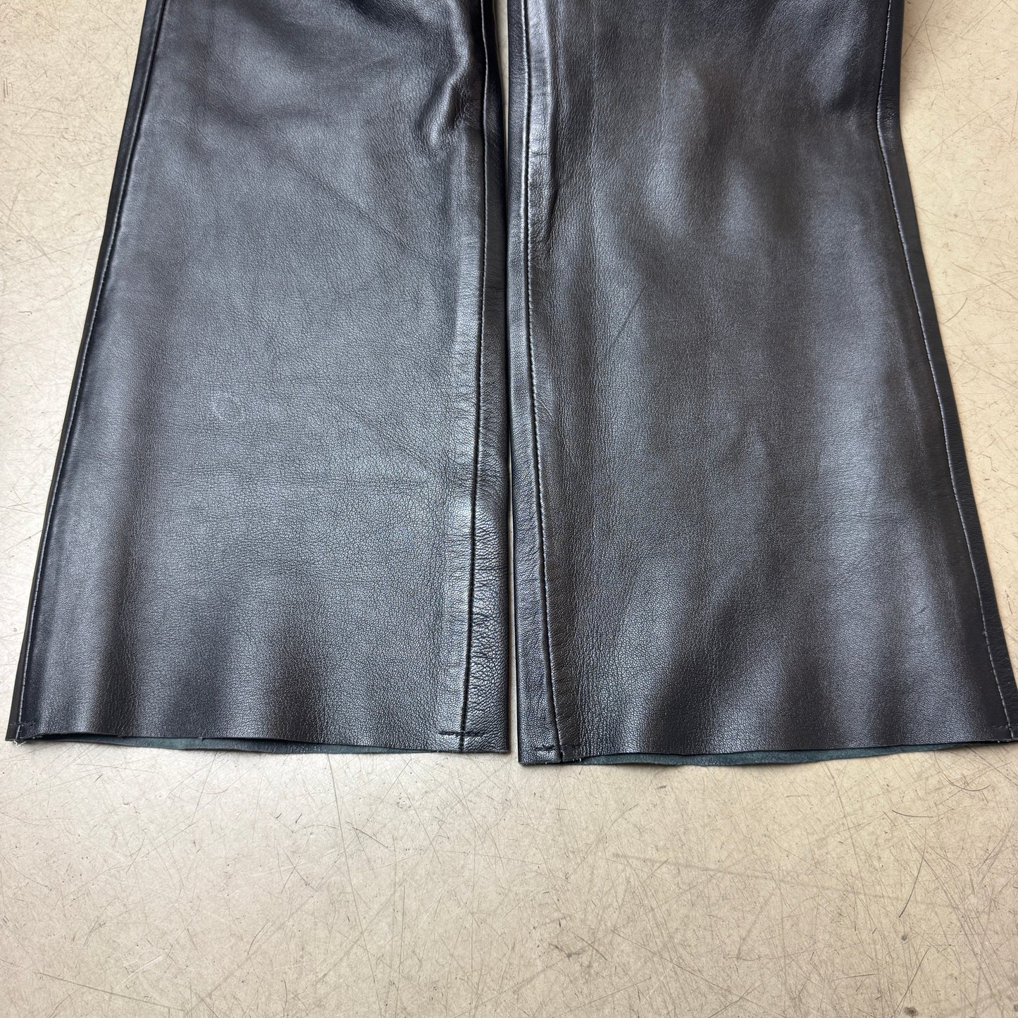 (S) WMN Biker Echtleder Bootcut Pants Schwarz EU 36