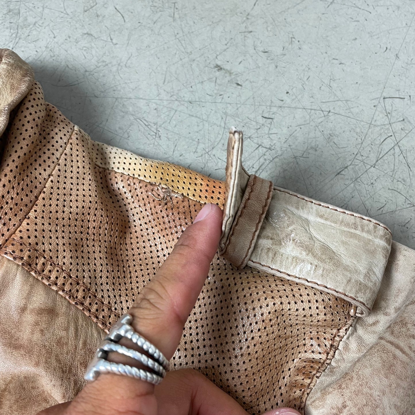 (M) Faded Repaired Gipsy Lederjacke braun Creme