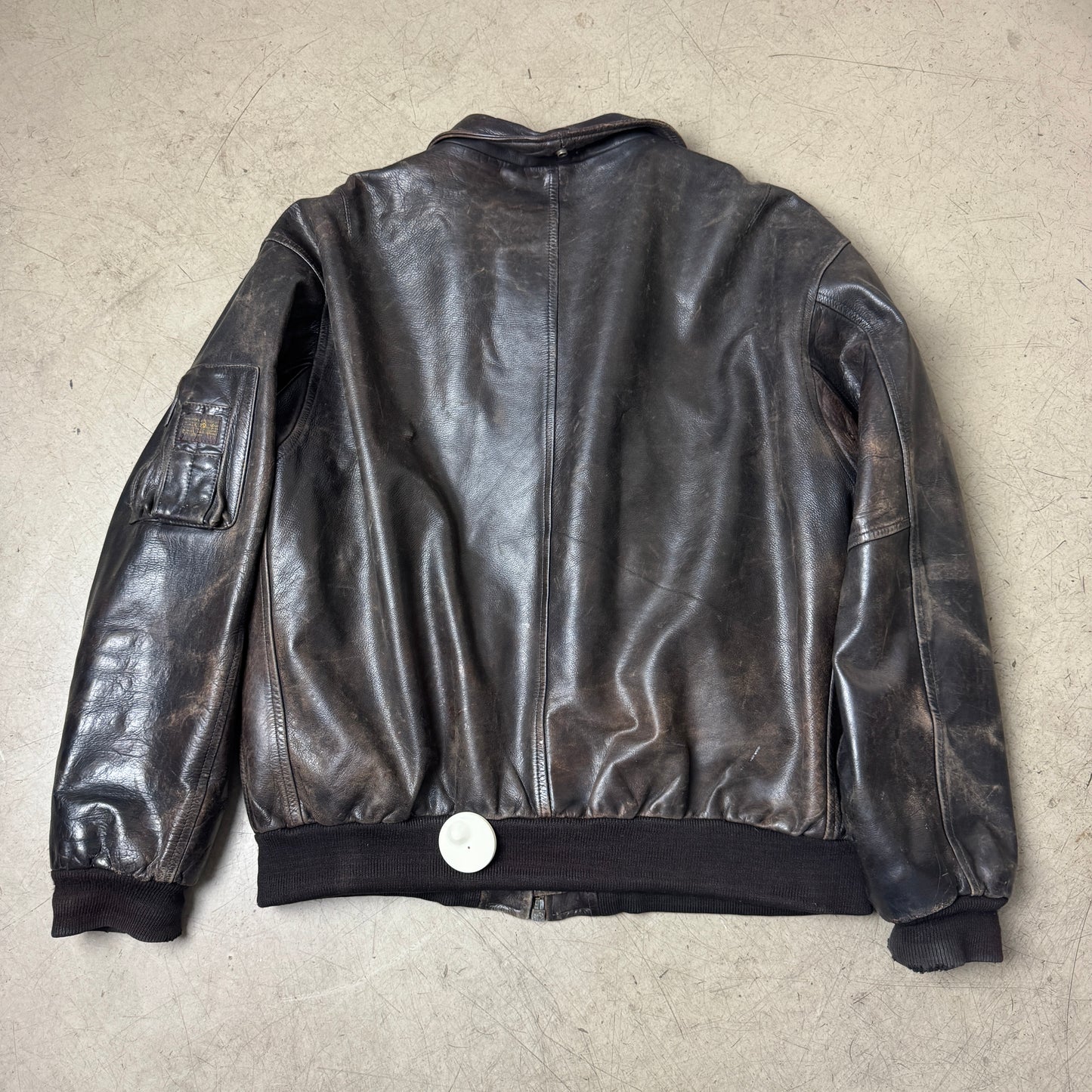 (XXL-XXXL) Rare 1990s Redskins Piloten Lederjacke