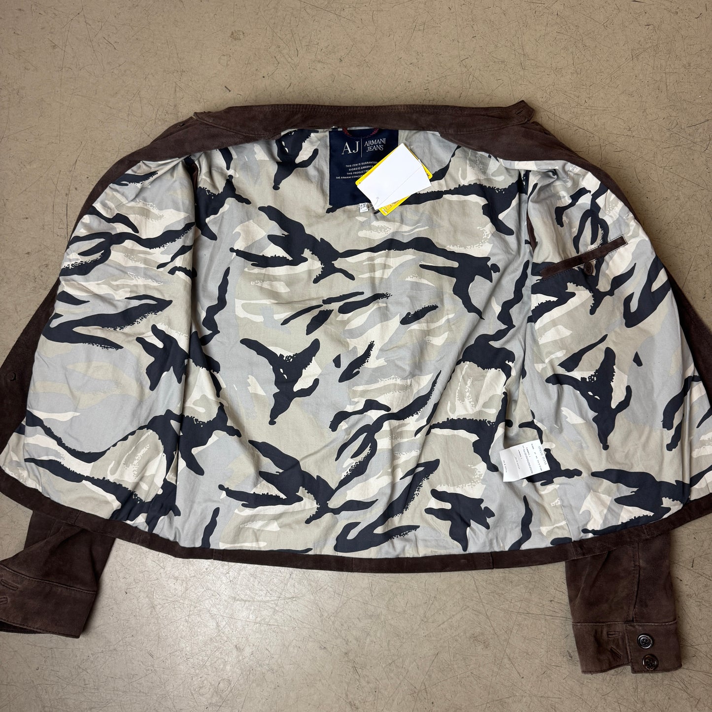 (L) Armani Jeans Wildleder Jacke hüftlang dunkelbraun