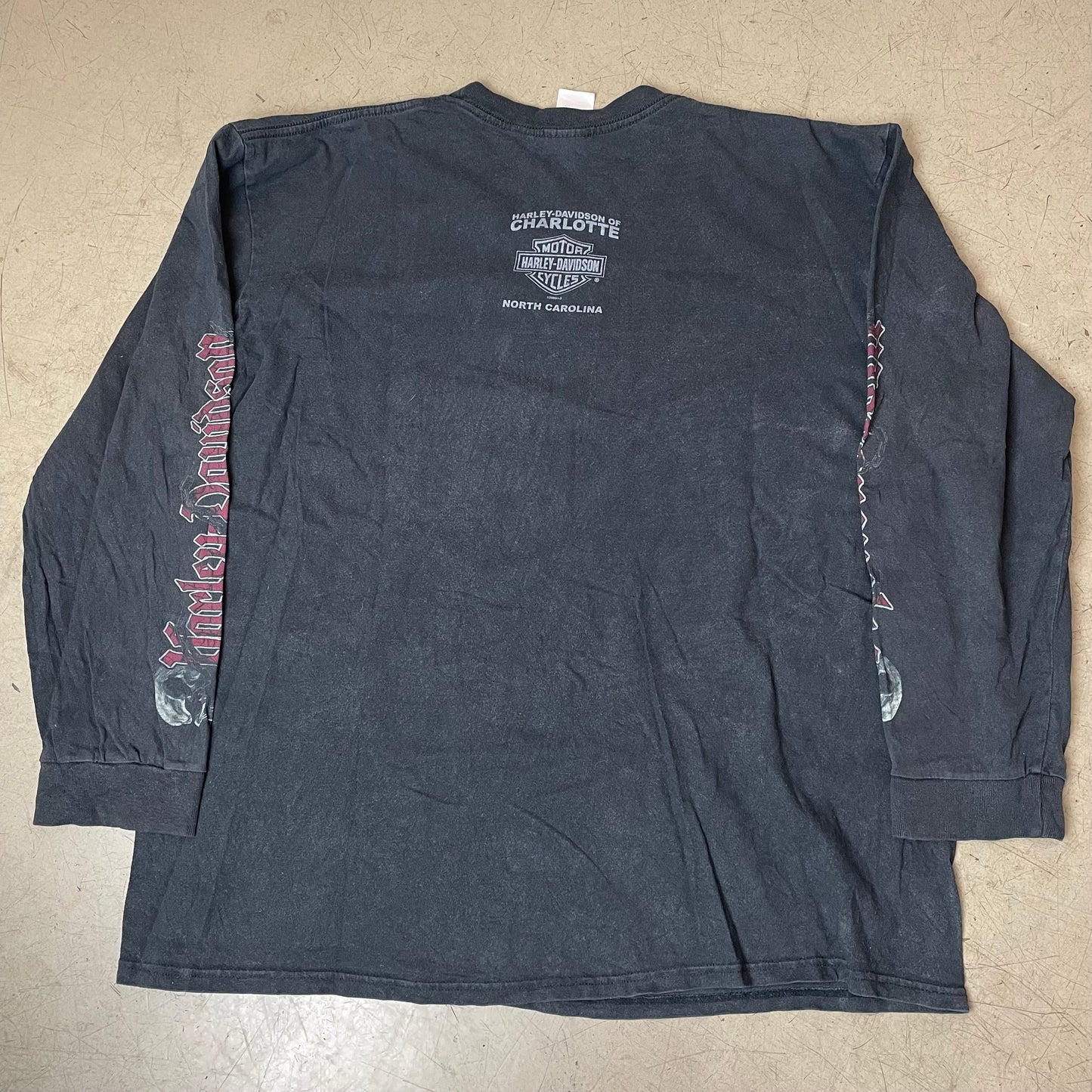 (XXL) 2006 Harely Davidson Longsleeve Langarm Shirt Charlotte Skull Schwarz