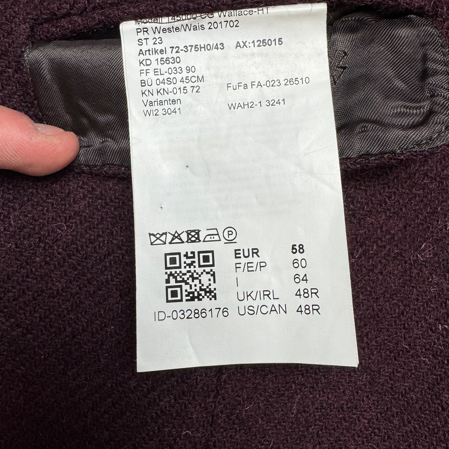 (L-XL) Carl Gross Harris Tweed Weste dunkelrot Burgundy Wolle EU58