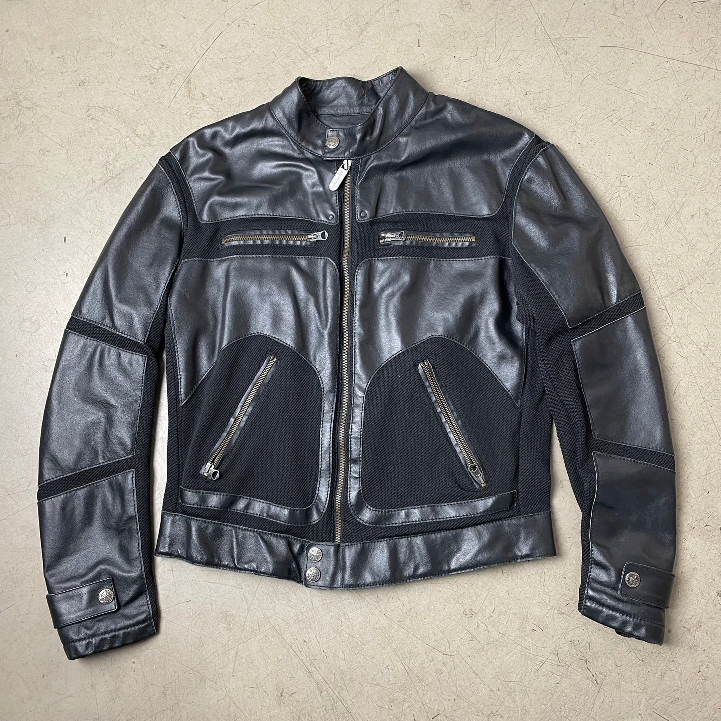 (L) Armani Jeans Biker Racing Lederjacke schwarz