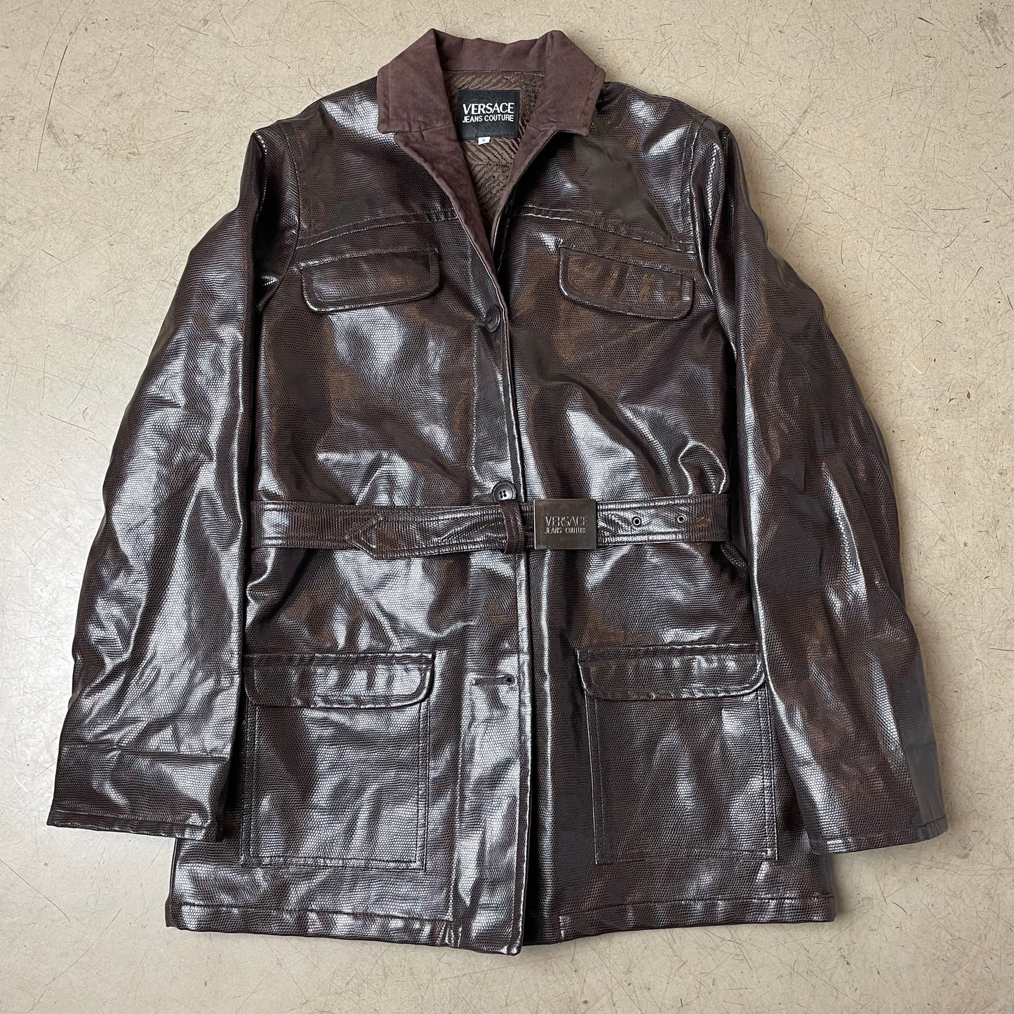 (S) Wmn 1990s Versace Couture Mantel Jacke braun
