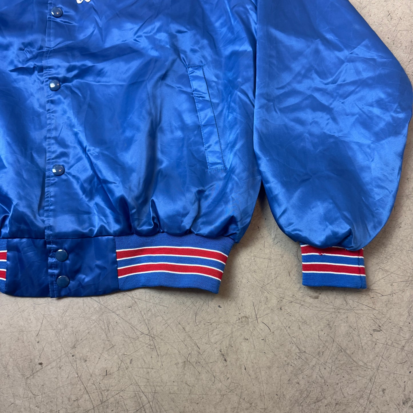 (L-XL) 1980s Chalk Line Bills Satin Bomberjacke