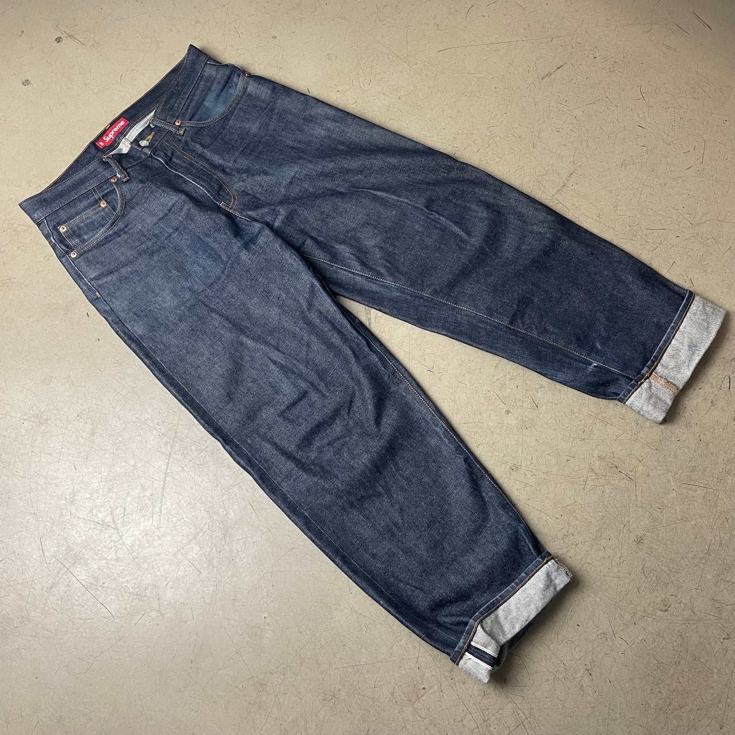 (L) Supreme Selvedge Selvage Denim Jeanshose dunkelblau W30