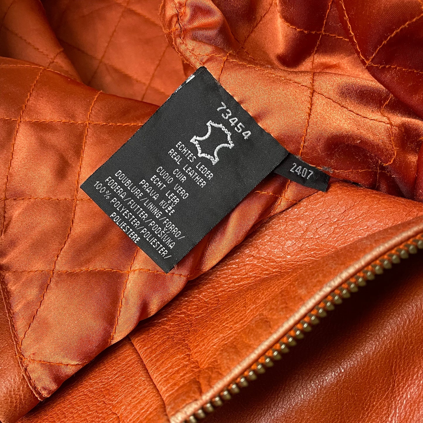 (L) Gipsy Lederjacke Kragen Hüftlang orange