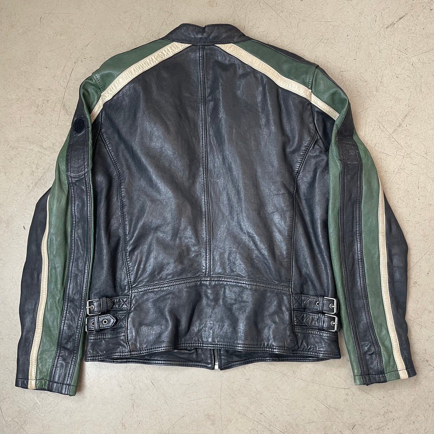 (L) Gipsy Racing Lederjacke grün schwarz