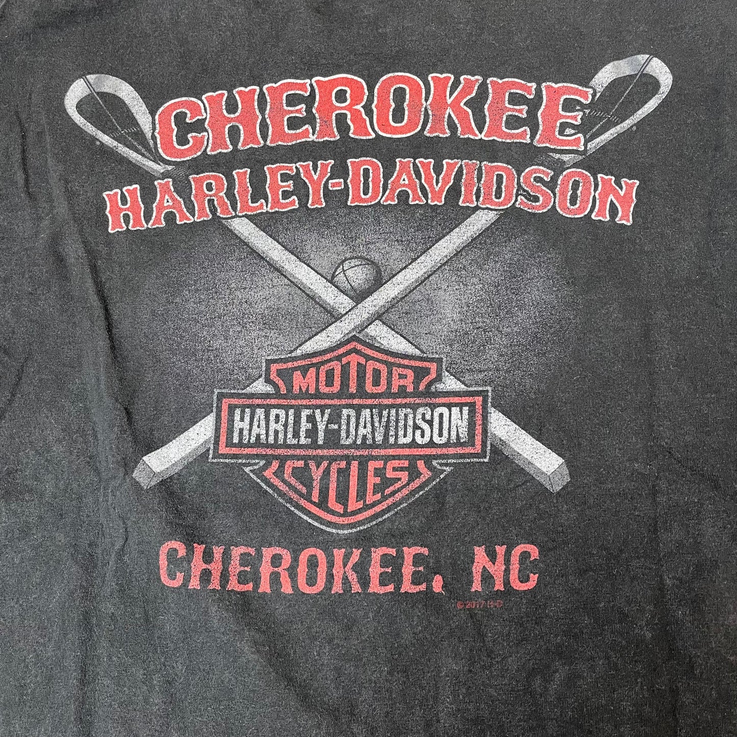 (M) 2017 Harley Davidson Cherokee Tshirt faded schwarz