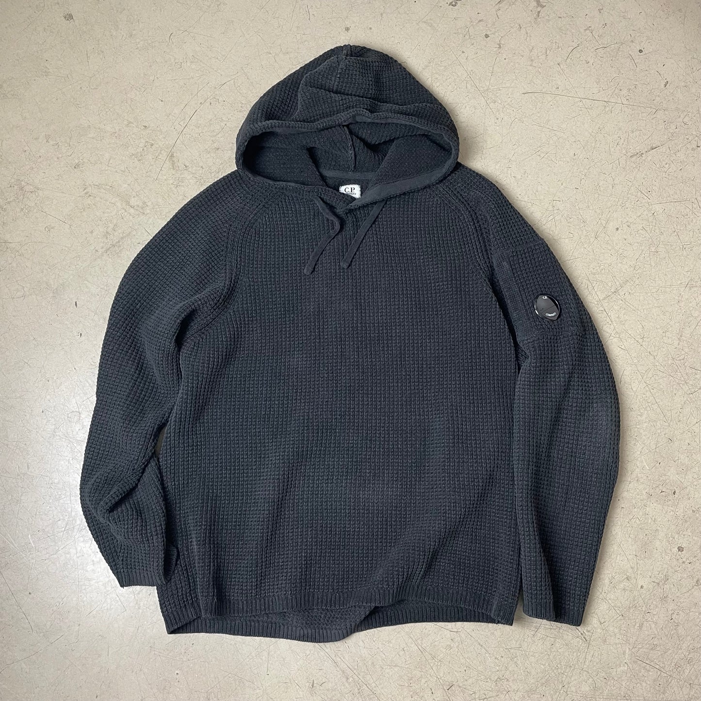 (L) C.P. Company Knit Hoodie Kapuzenpullover schwarz Strick
