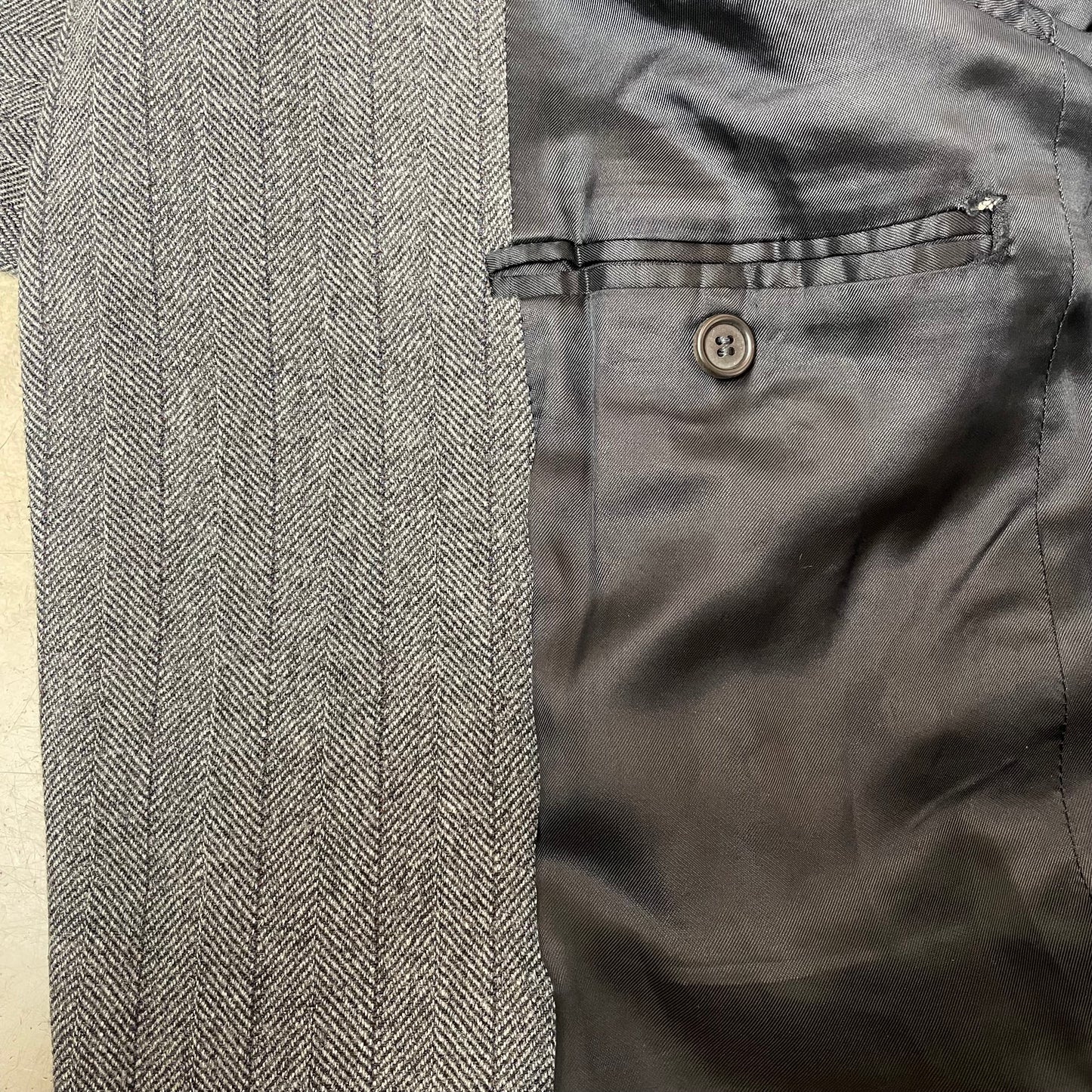 (M-L) Miu Miu Wollmantel grau gestreift Schurwolle Gr.52