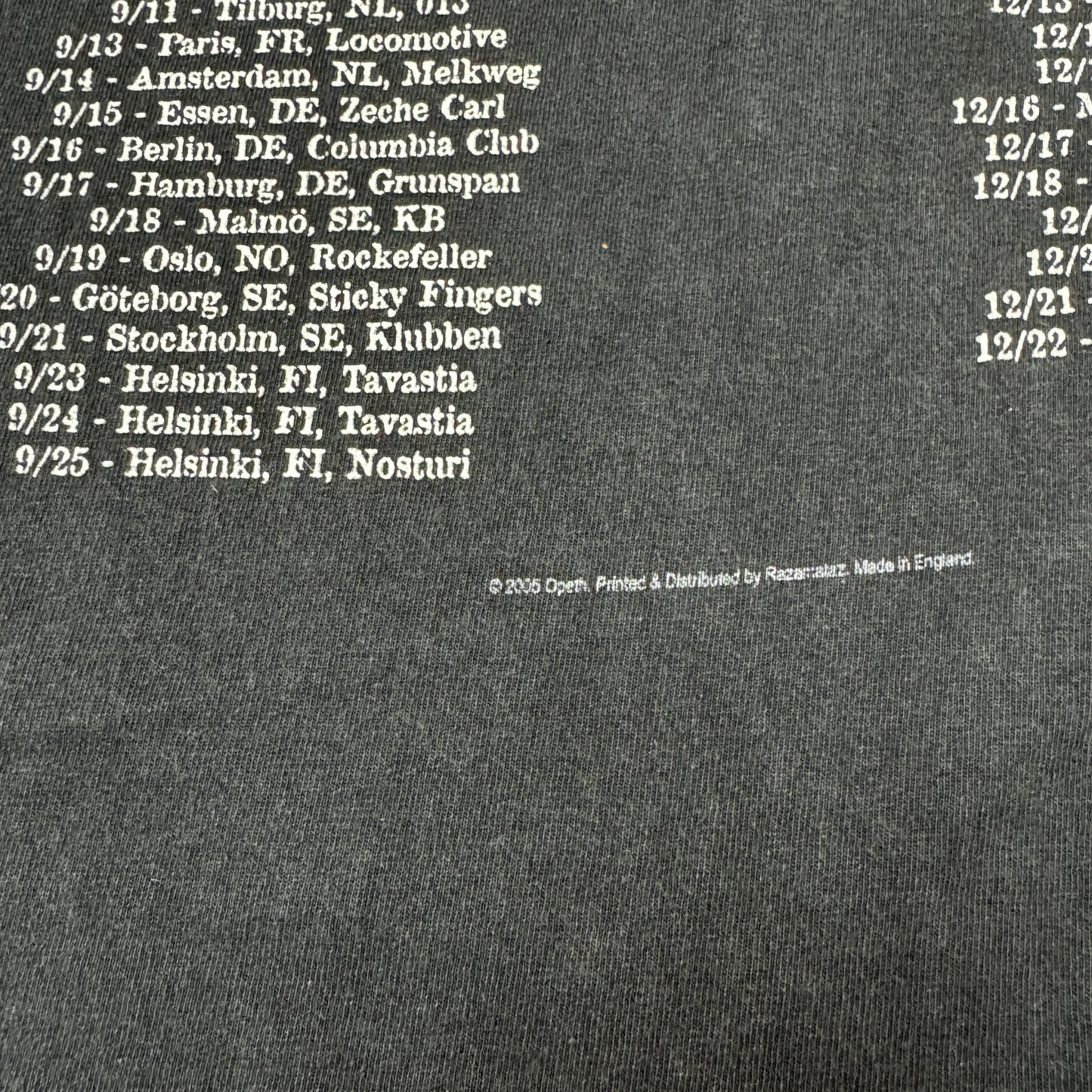(M) 2005 Opeth Band World Tour Tshirt Faded Black