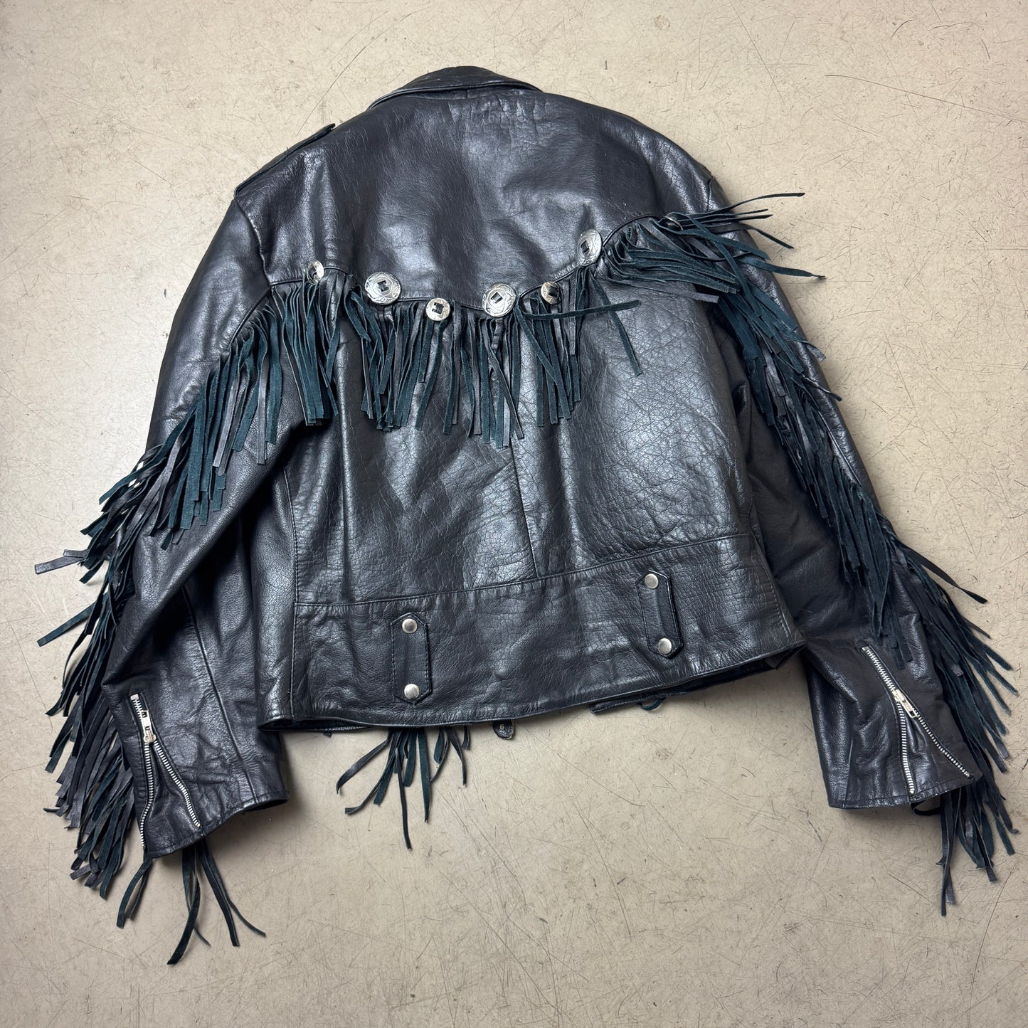 (L-XL) Western Biker Lederjacke schwarz