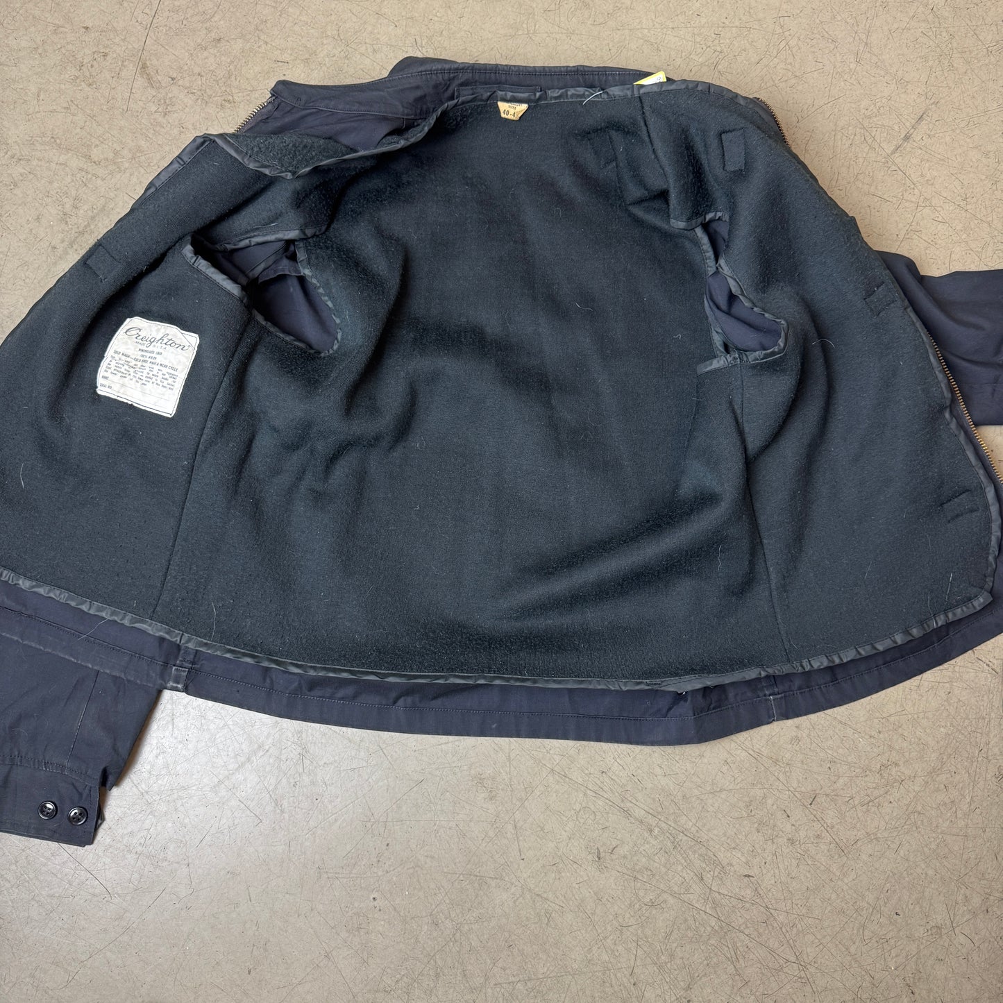 (S-M) 1980s Vintage Creighton US Navy Army Jacket 2in1 schwarz 40-42
