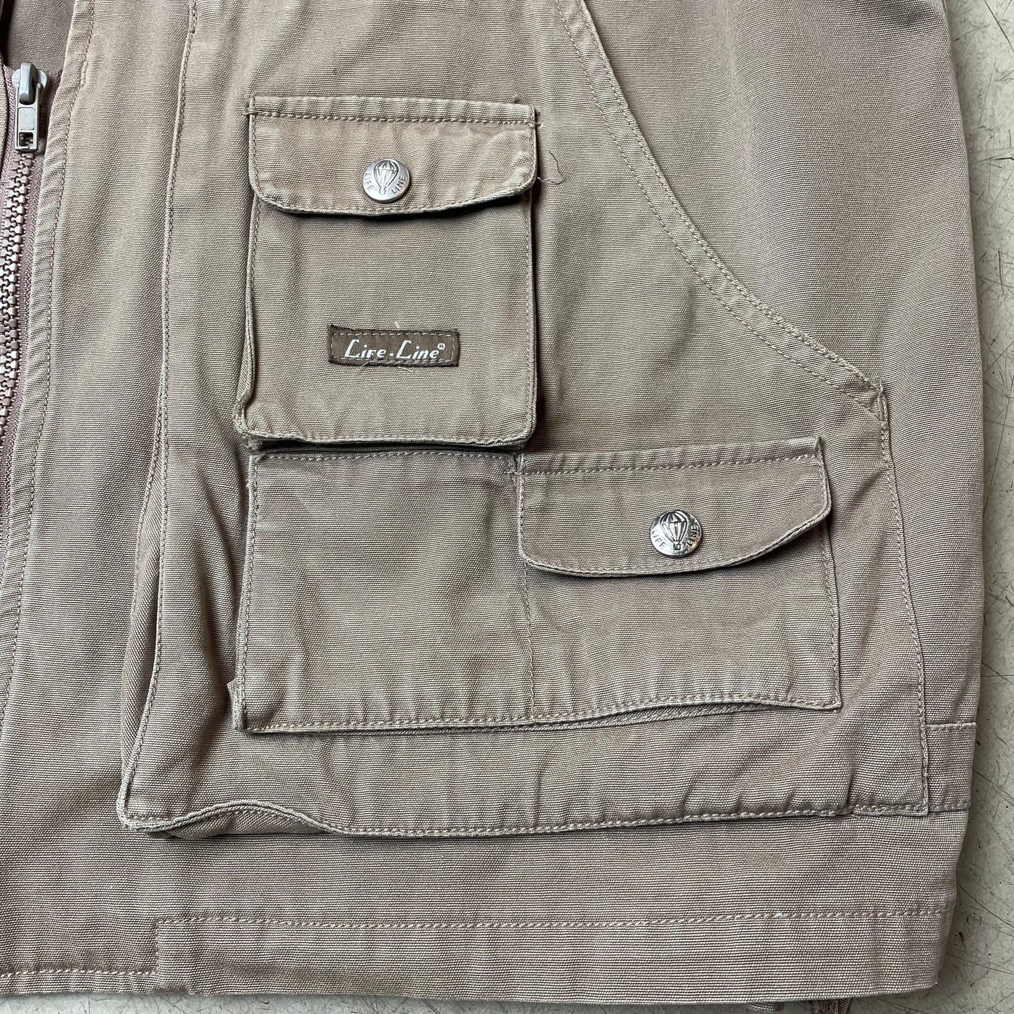 (L) Vintage Life-Line Mulitpocket Weste beige Khaki