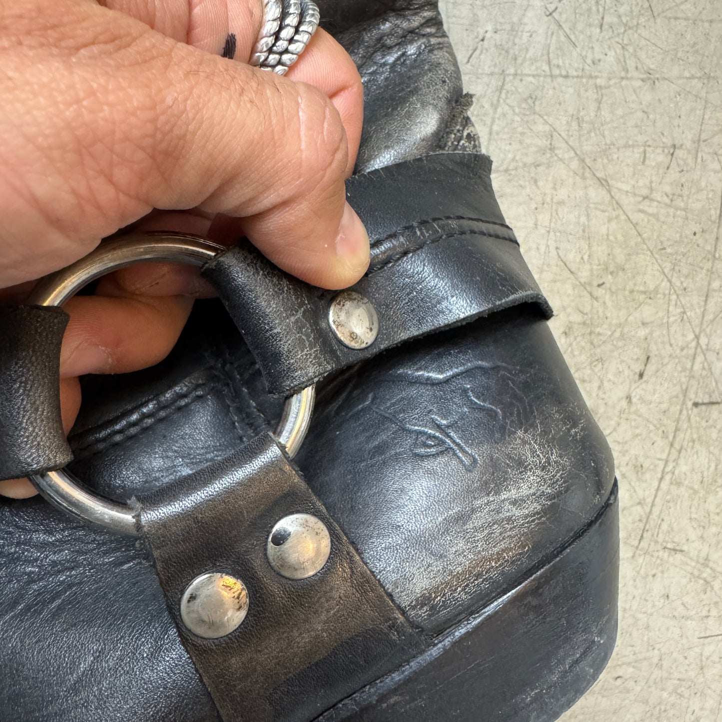 (44) Vintage Echt-Leder Biker Boots